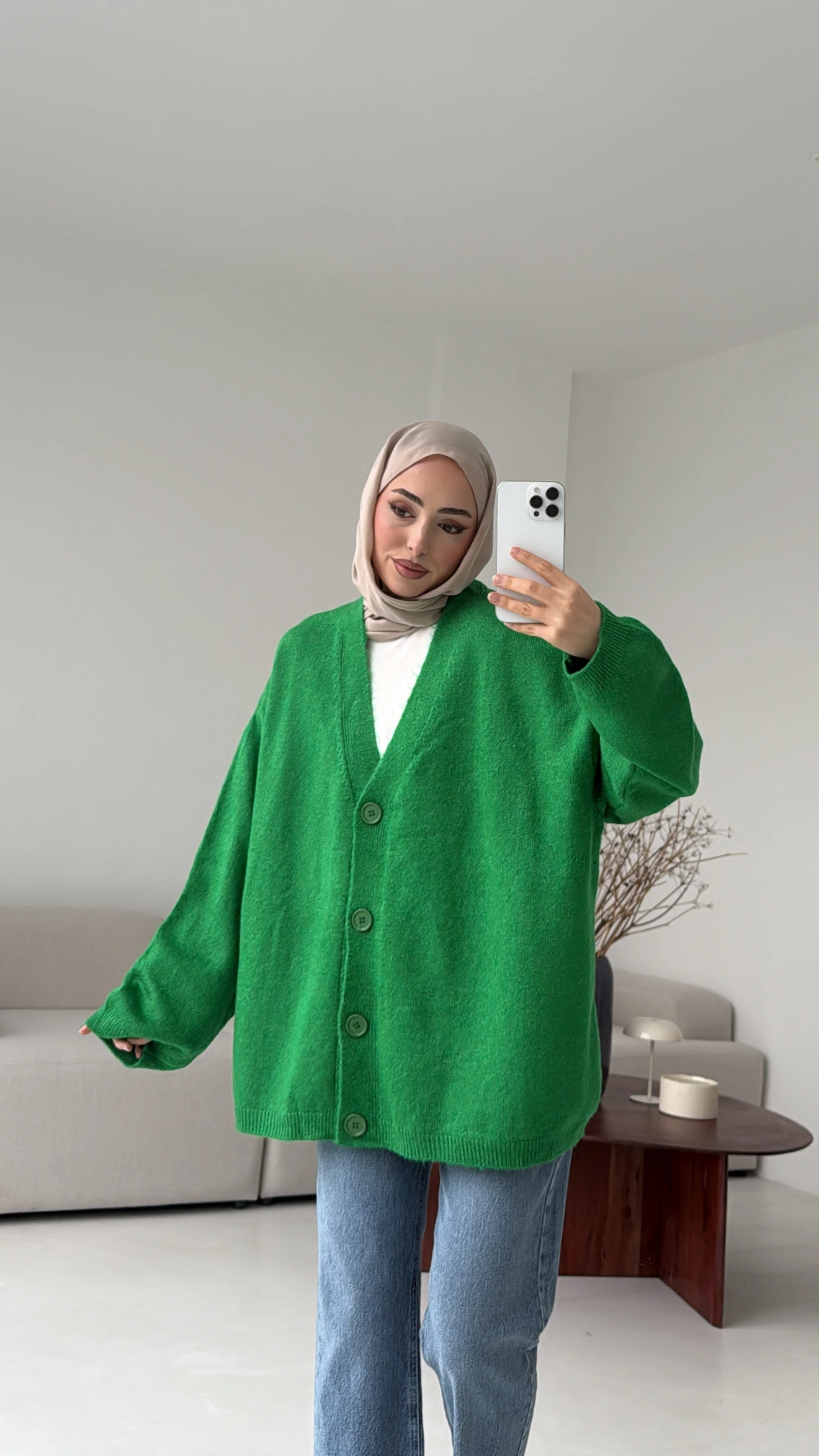 Oversize Yünlü Kazak Benetton Yeşili