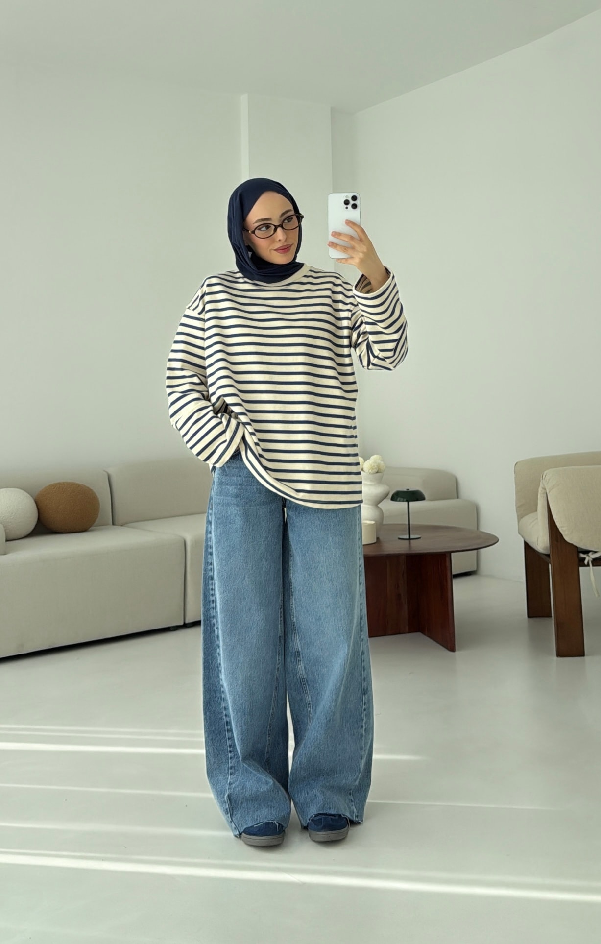 Lacivert Çizgili Sweat