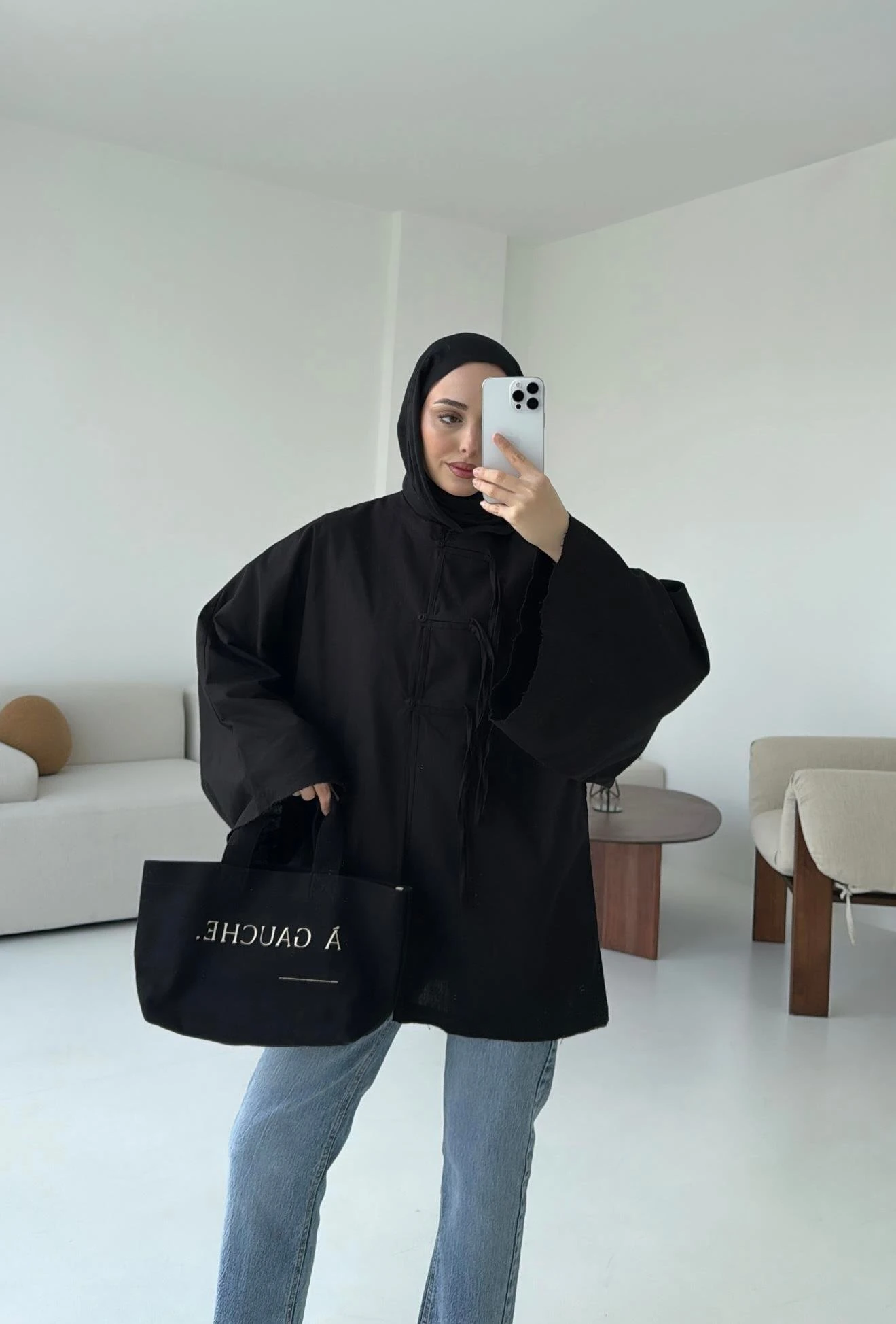 Geniş Kol Kimono Siyah