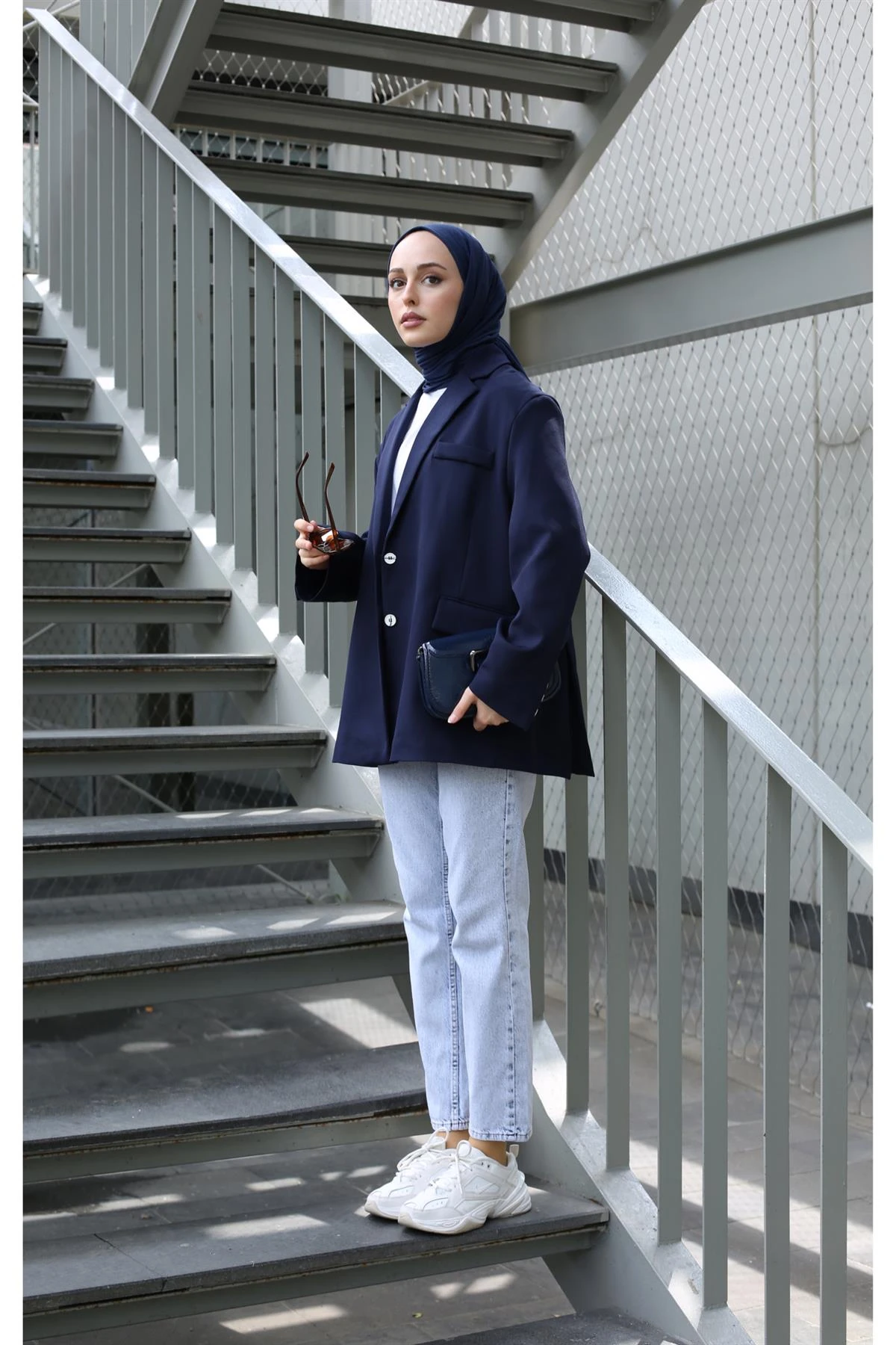 Lacivert Dadfit Oversize Blazer