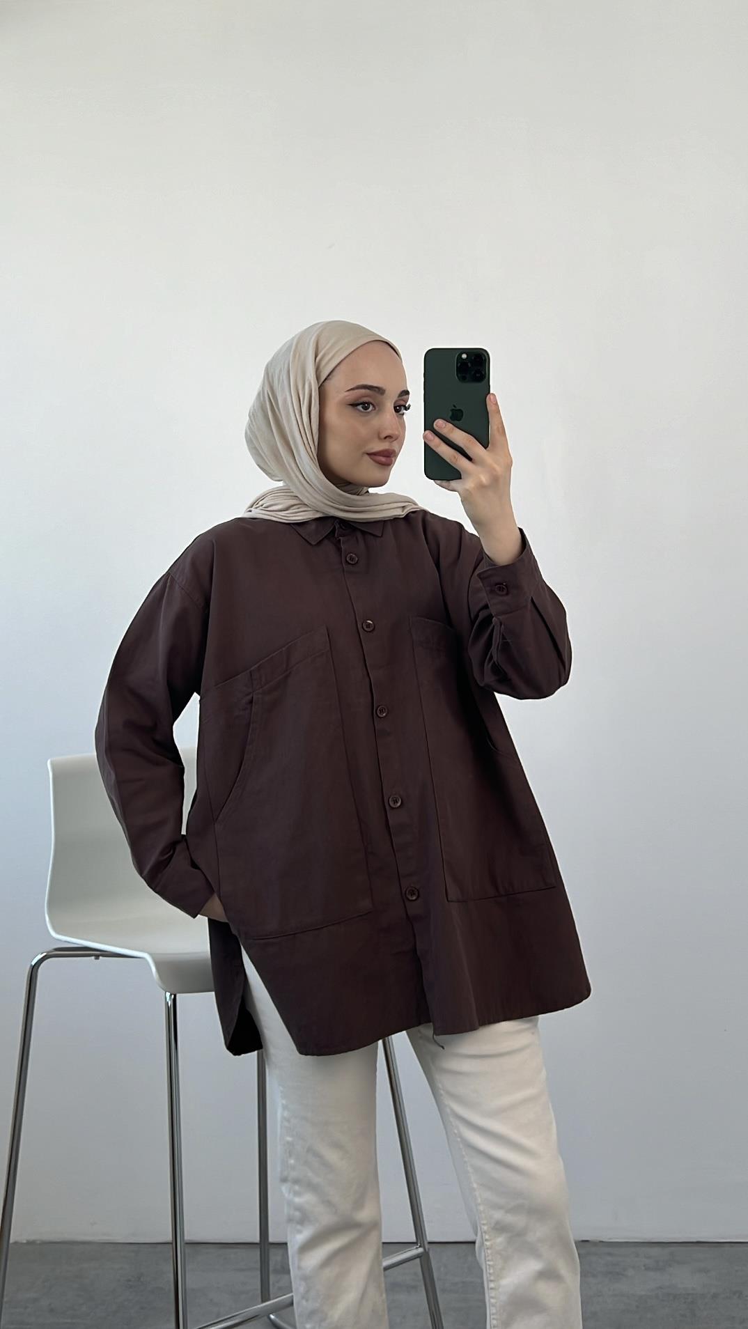 Gabardin İnce Yazlık Ceket Kahve