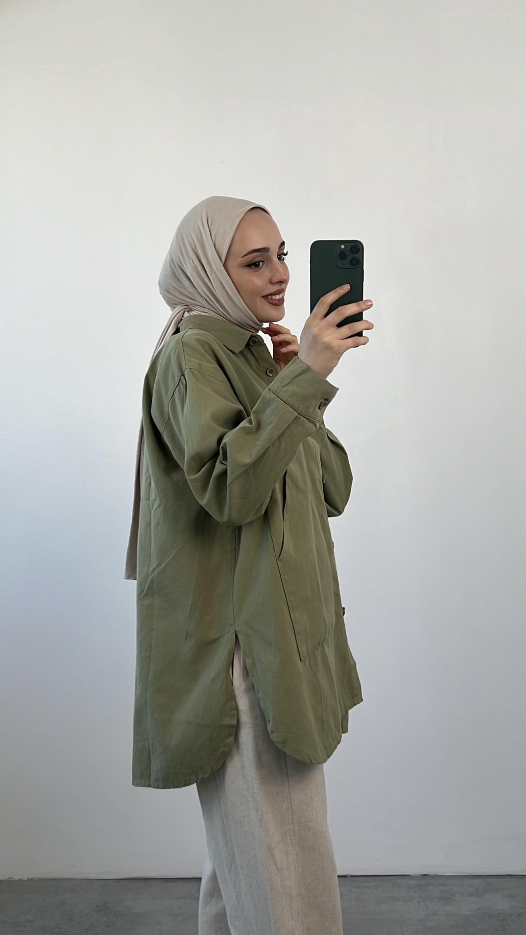 Gabardin İnce Yazlık Ceket Yeşil