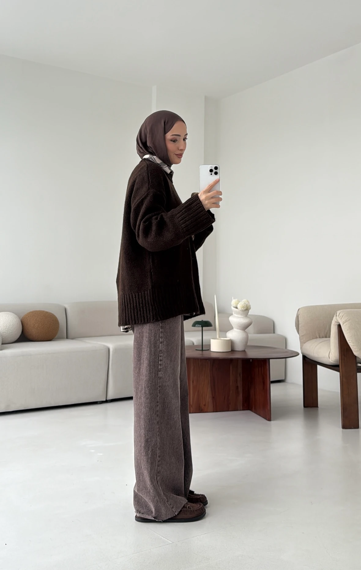 Oversize Soft Triko Kazak Acı Kahve