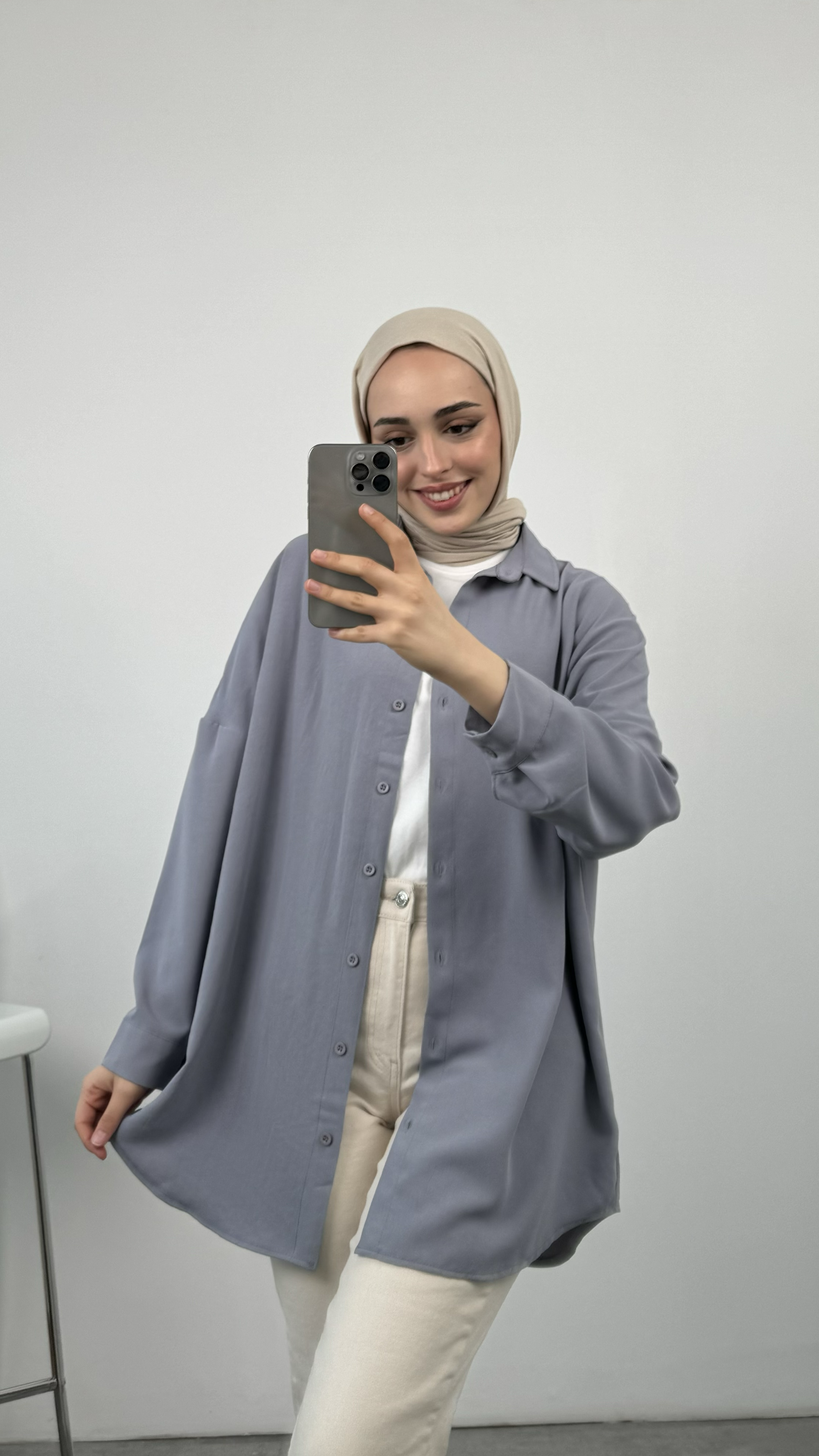 Krep Oversize Gömlek