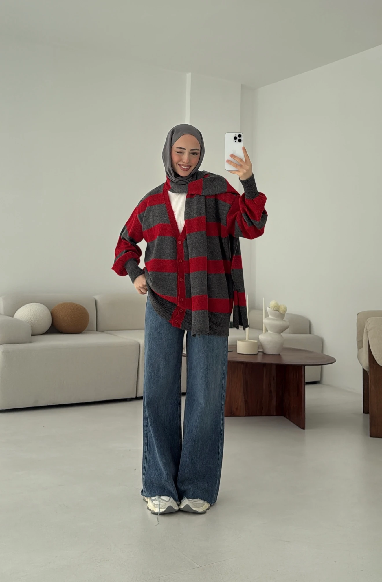 Atkılı Kalın Çizgili Hırka