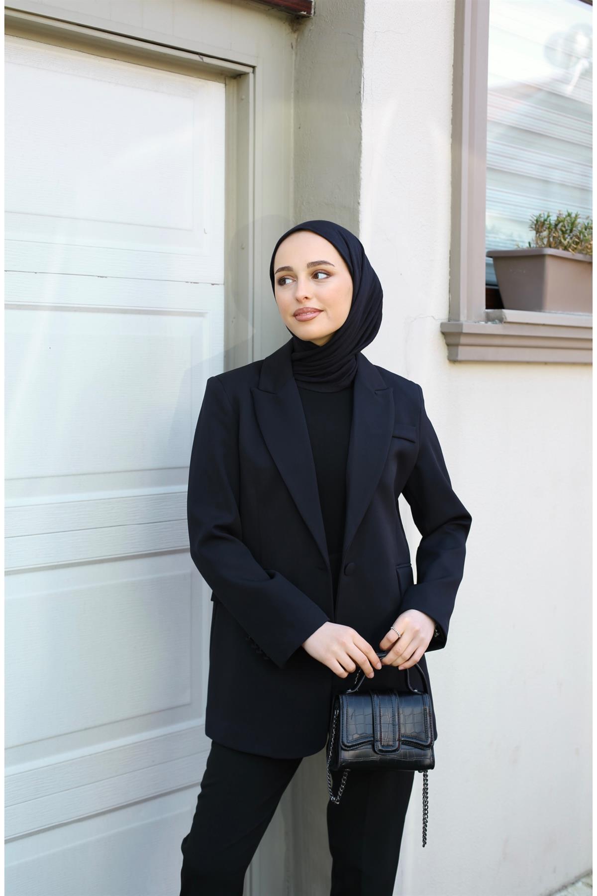 Tek Düğme Siyah Blazer