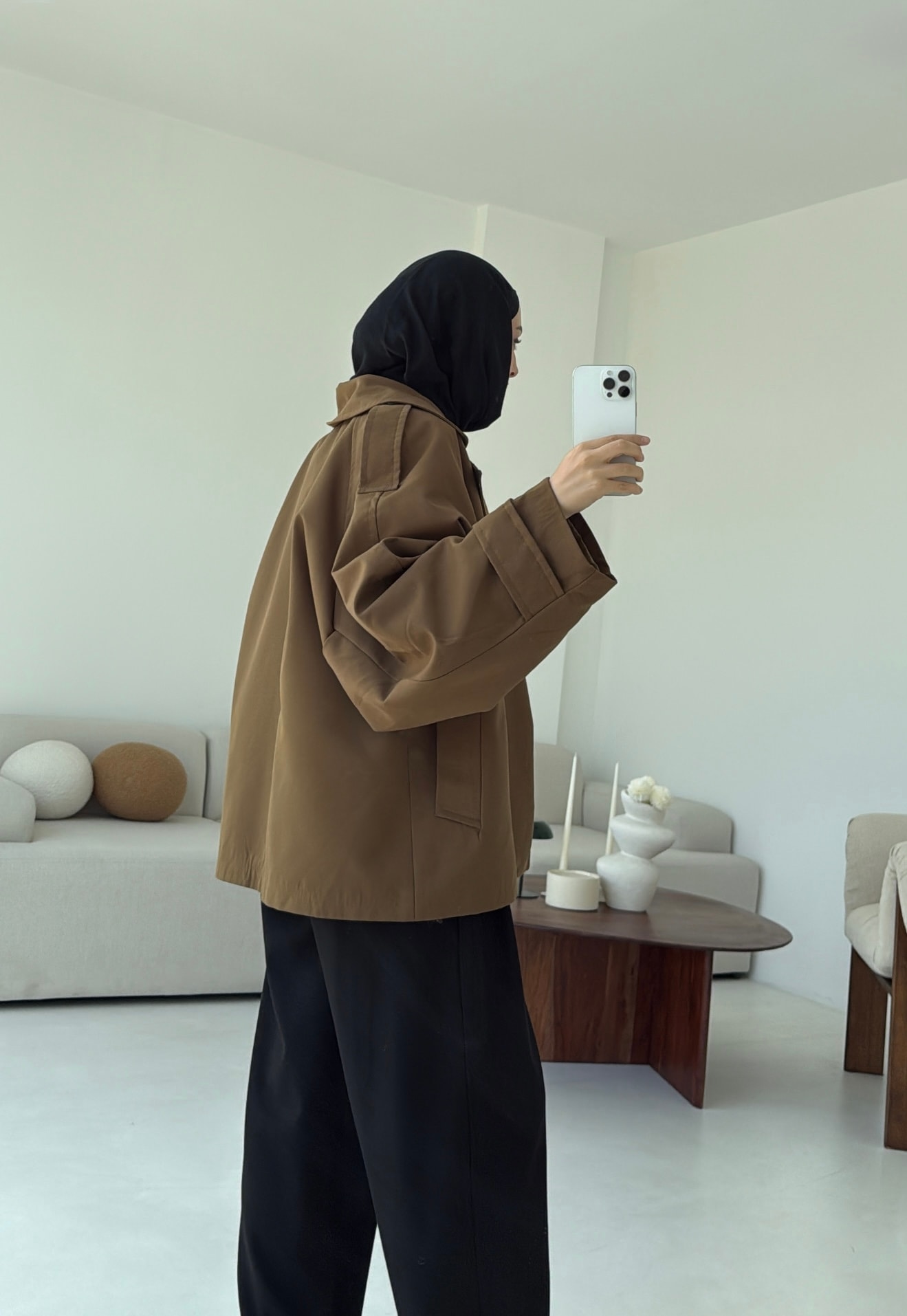 Geniş Kol Oversize Trençkot Olive
