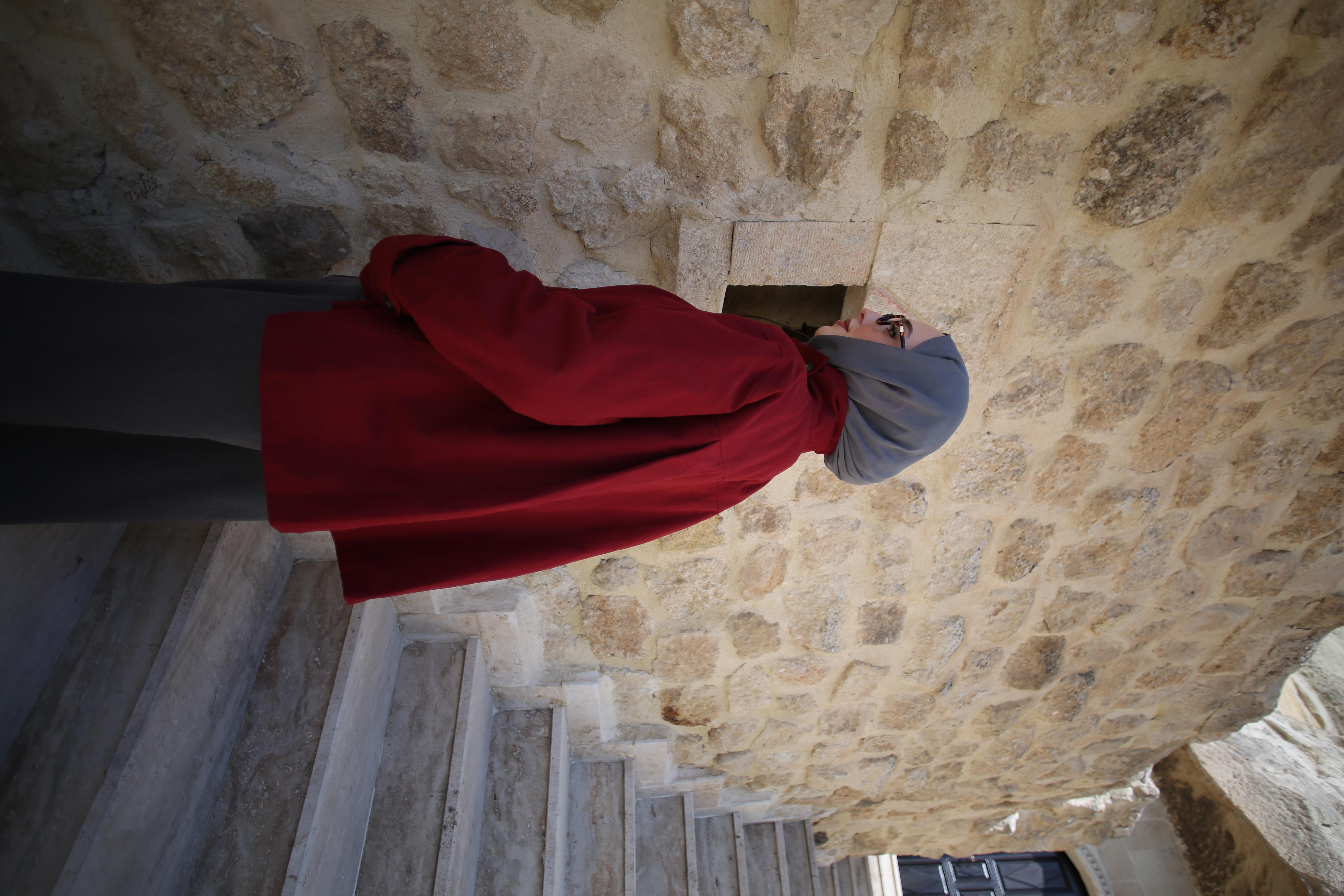 Dik Yaka Gabardin Ceket Bordo