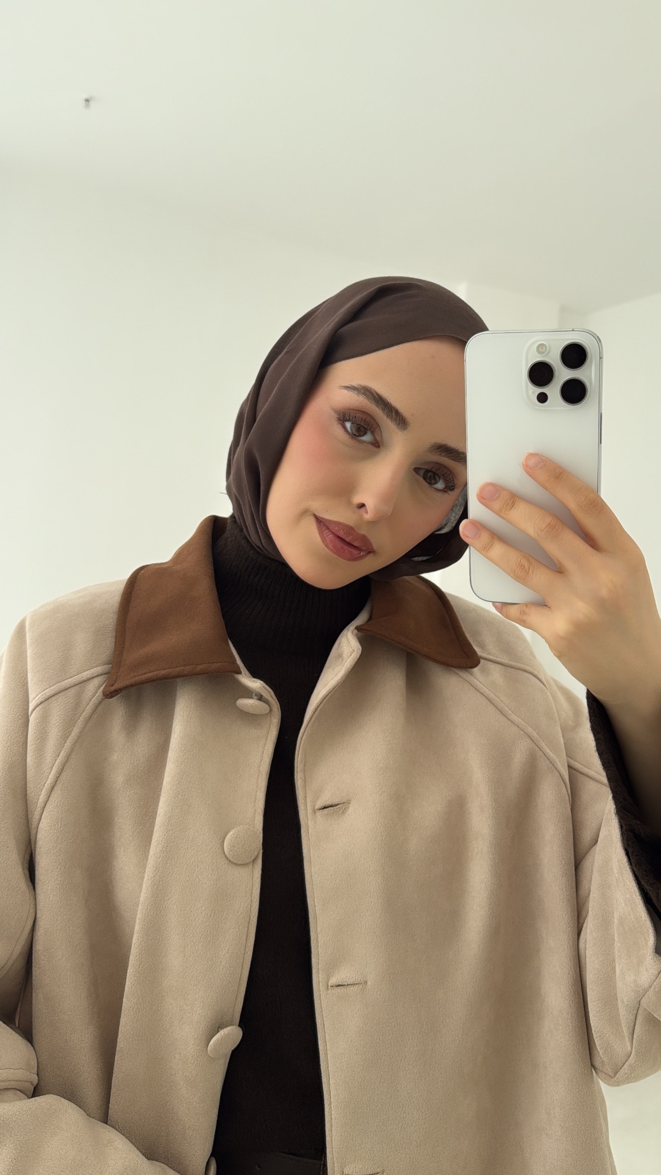 Nubuk Kontrast Yaka Ceket Bej