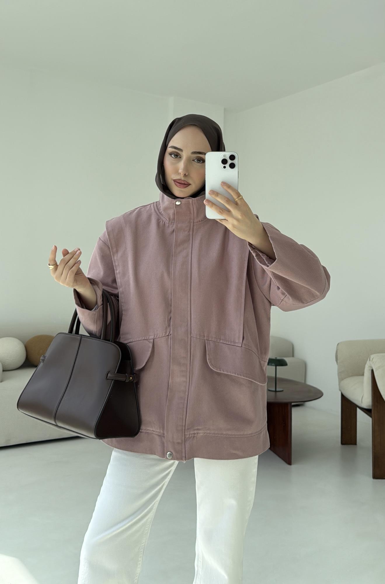 Premium Gabardin Tasarım Ceket Gül Kurusu