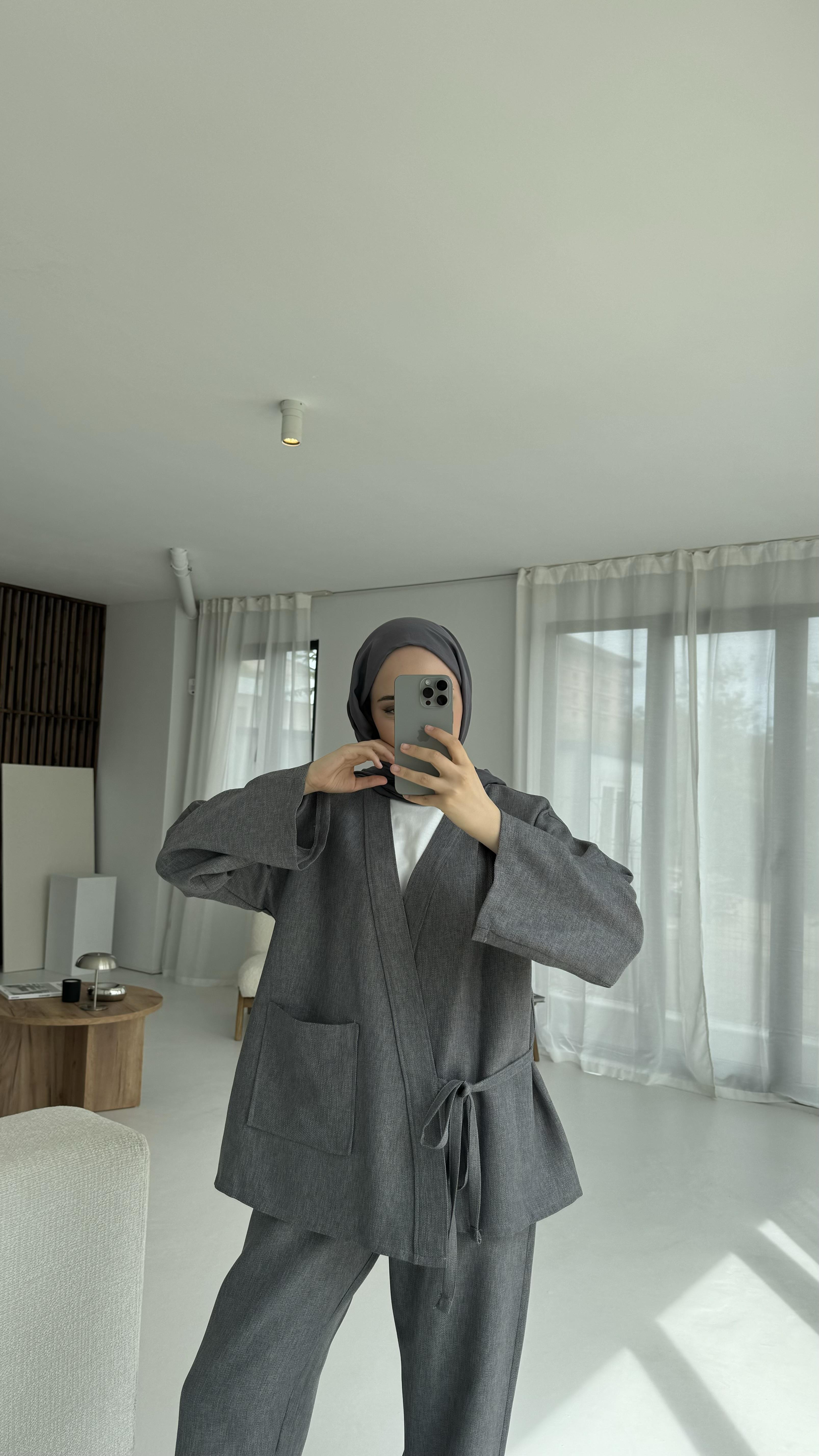 Tek Cepli Mevsimlik Takım Koyu Gri