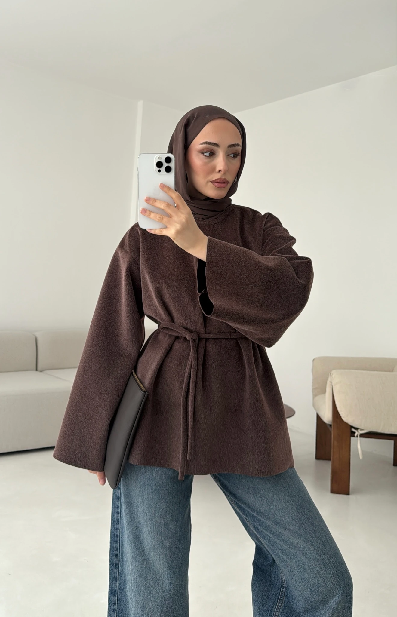 Tok Kumaş Bluz Kahve