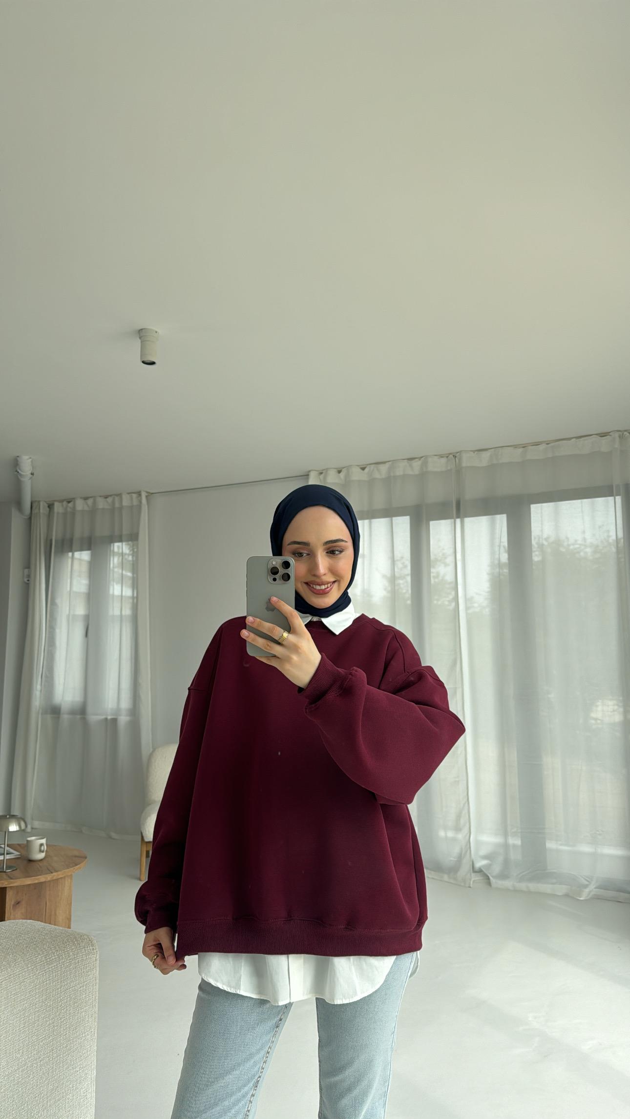 Oversize Bordo Sweatshırt