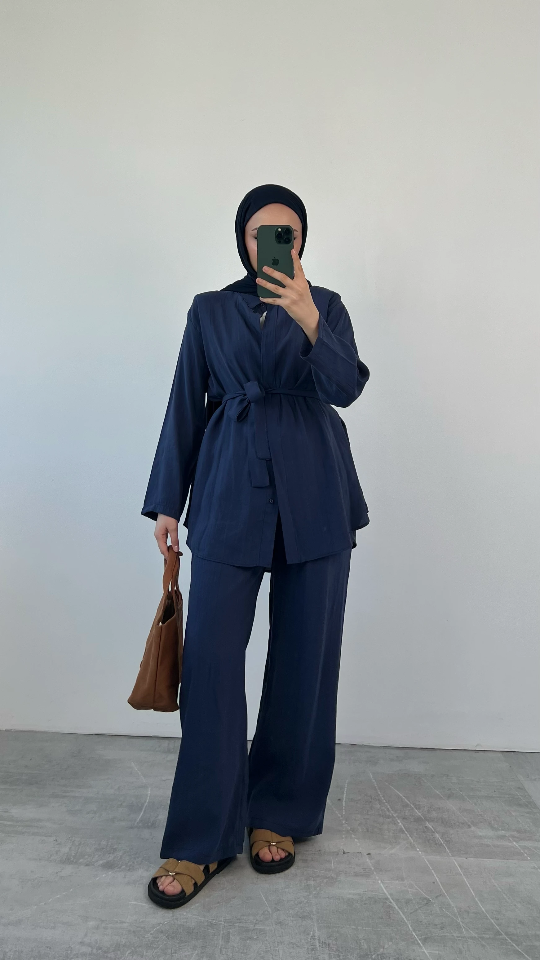 Tencel Seyyar Kemerli Takım Lacivert