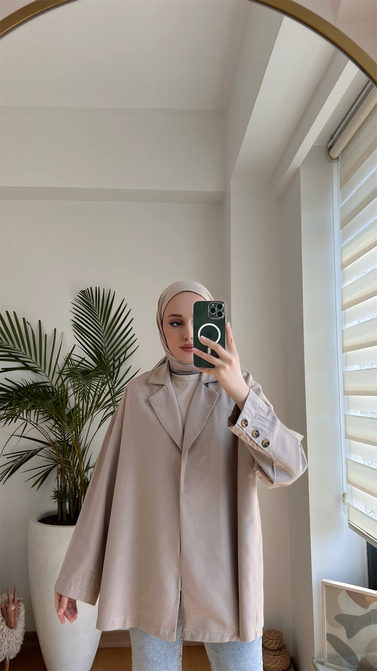 Kruvaze Yazlık Ceket Vizon