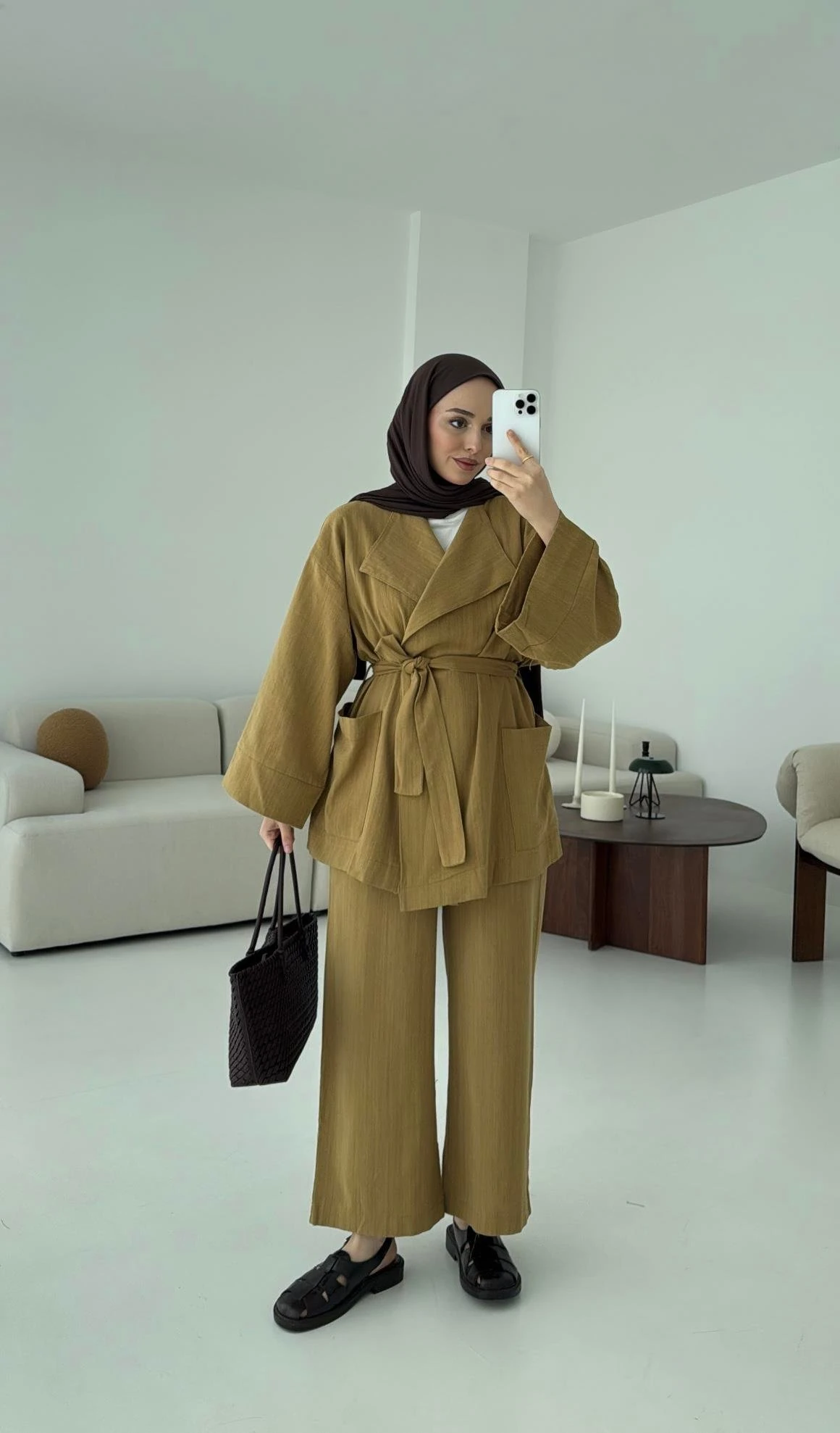 Keten Ceketli Takım Hardal