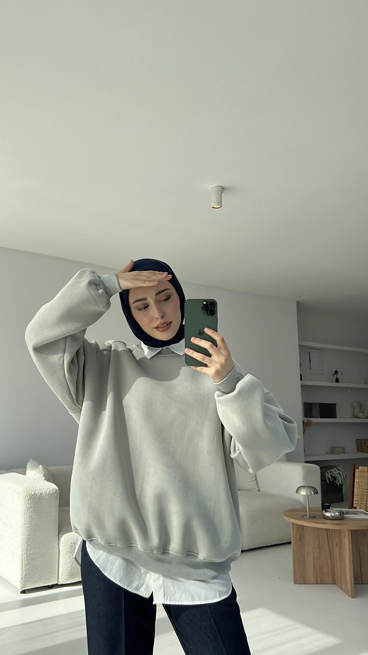 Oversize Gri Sweatshırt