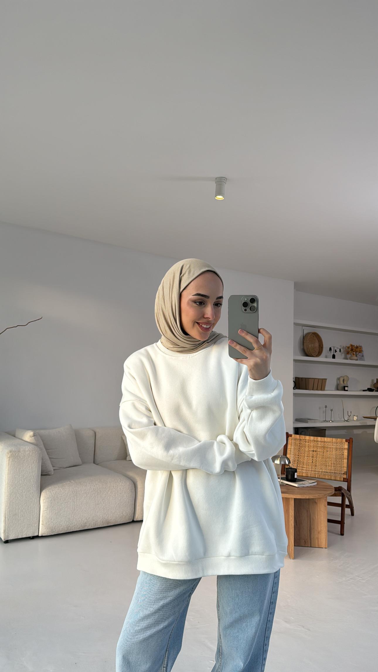 ZR Basıc Sweatshirt Beyaz