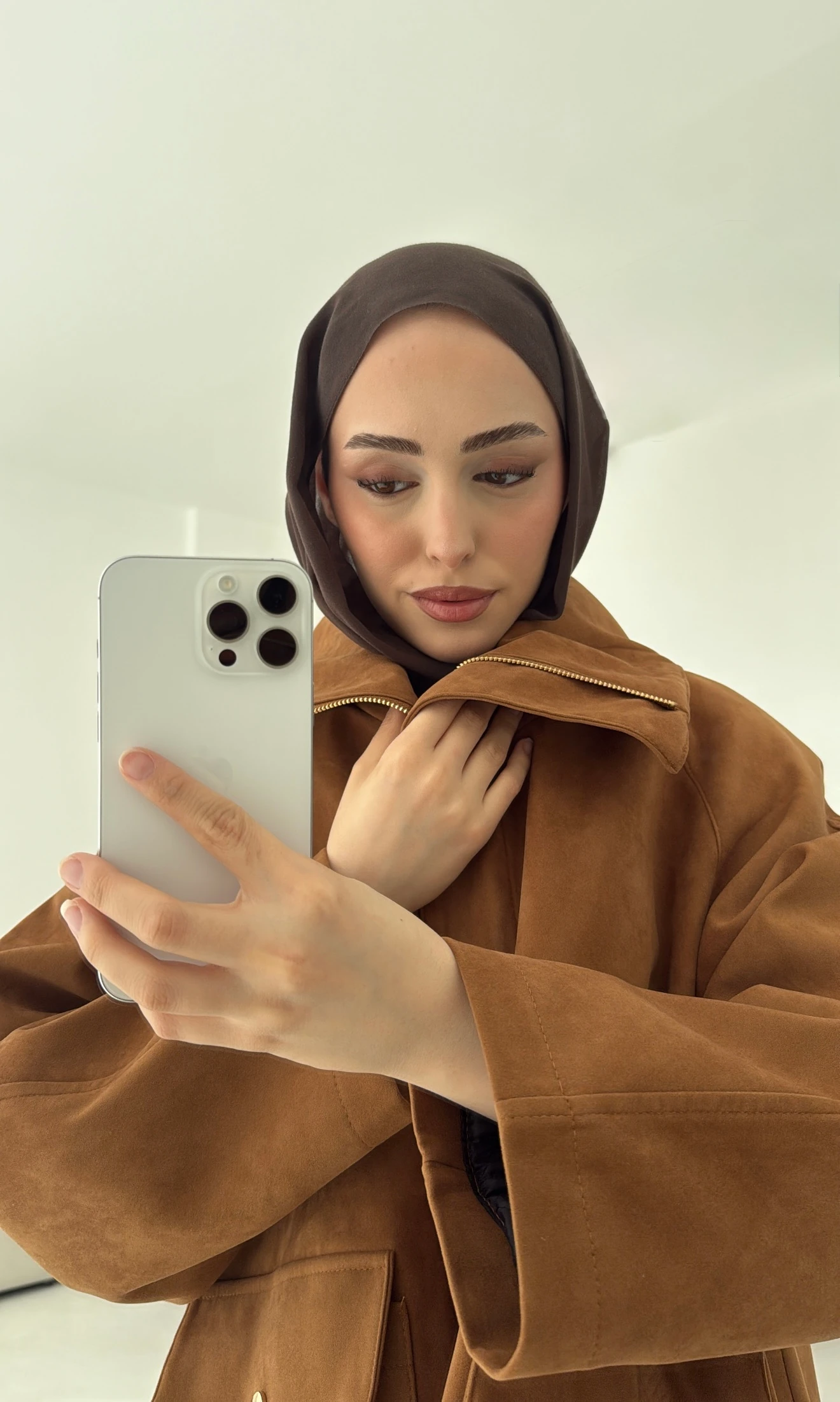 Oversize Dolgulu Süet Ceket Taba