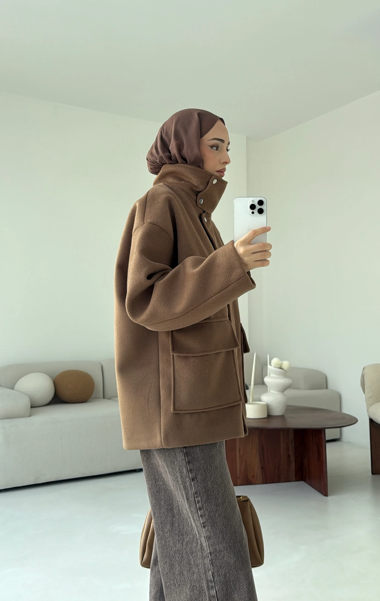 Klapalı Tasarım Kaban Kestane Kahve