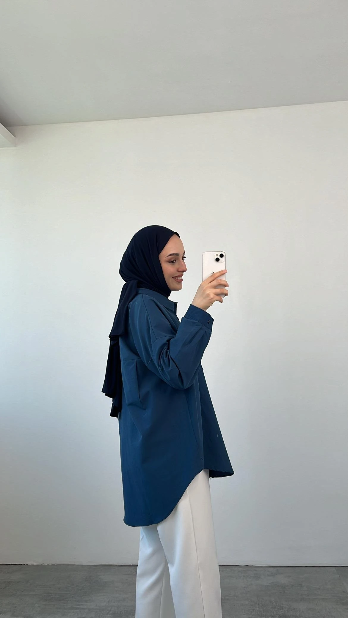 Poplin Çift Cep Gömlek Lacivert