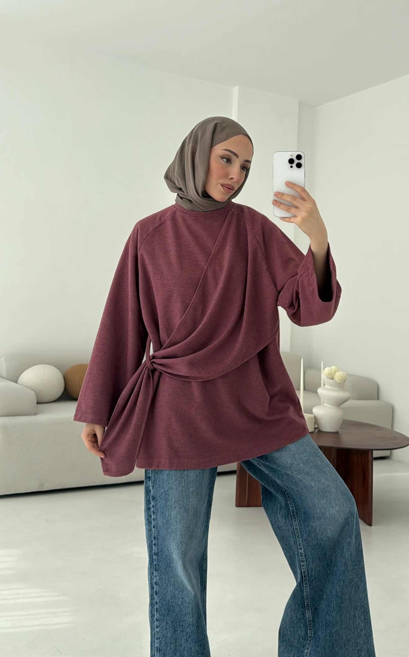 Yandan Şallı Tunik Gül