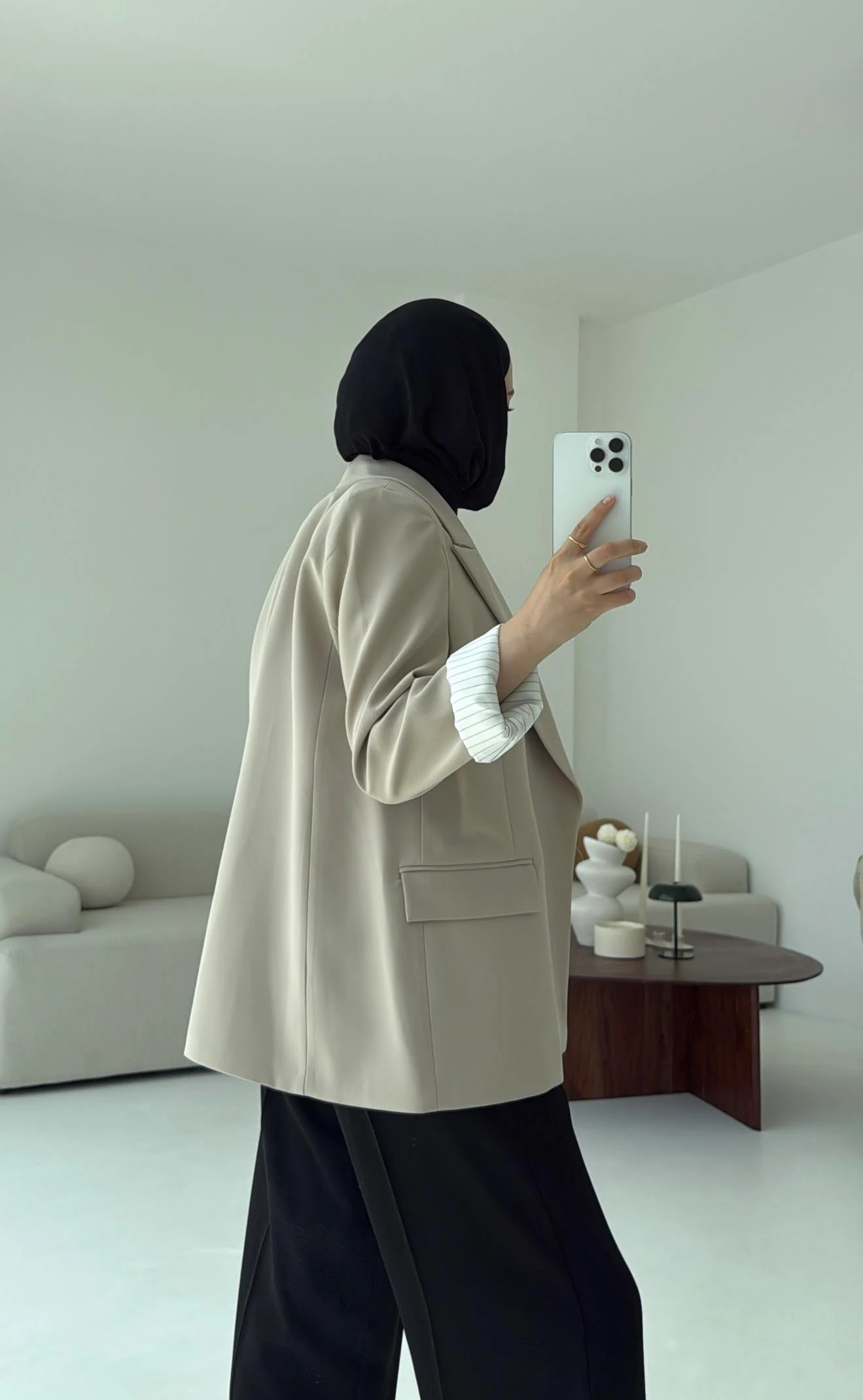 Kolu Katlamalı Blazer Vizon