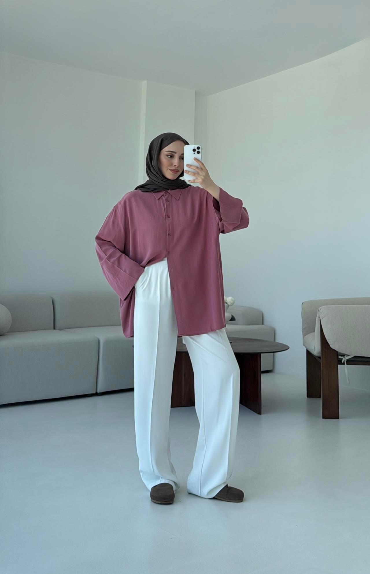Tencel Yıkamalı Gömlek Gül Kurusu