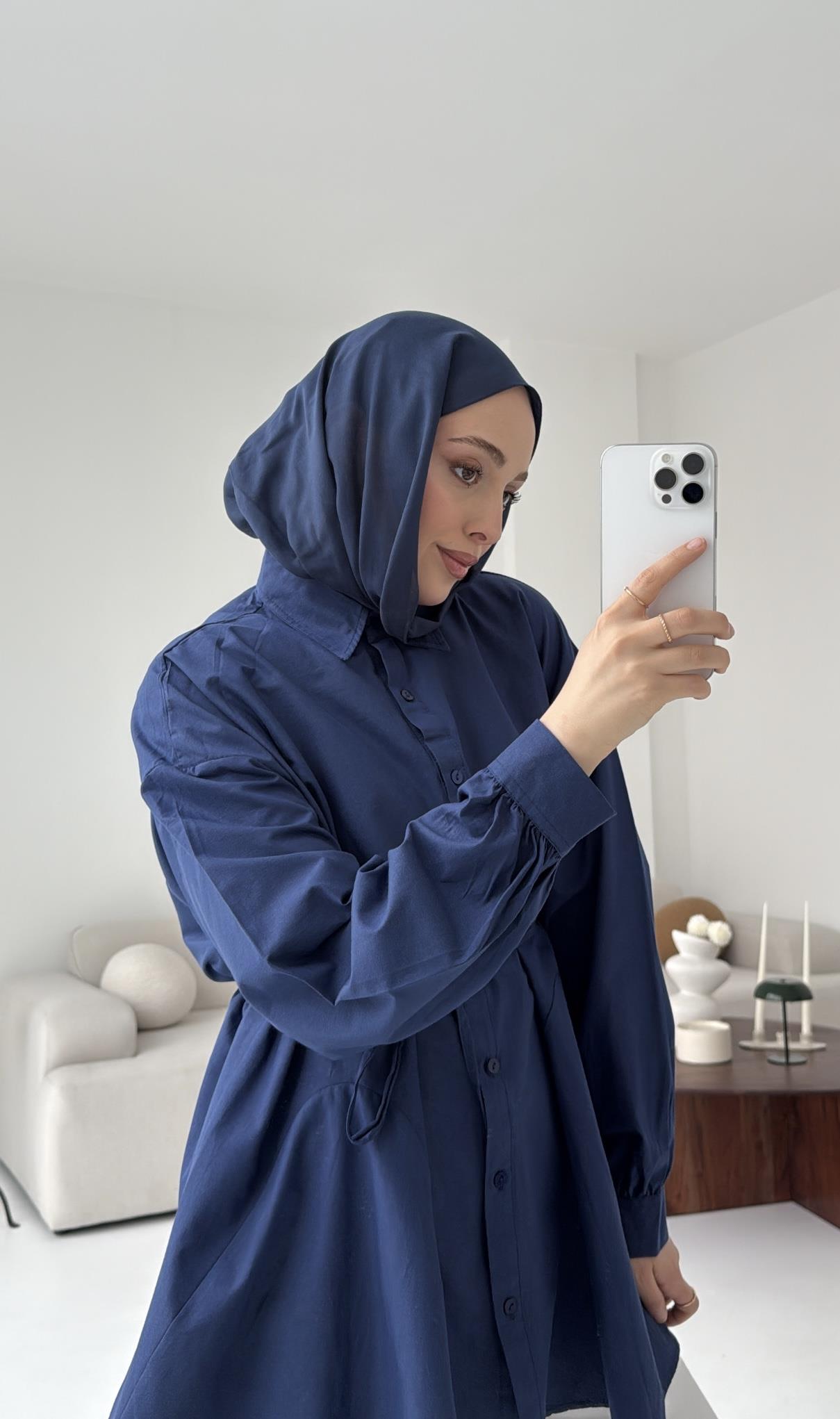 Volanlı Lacivert Gömlek