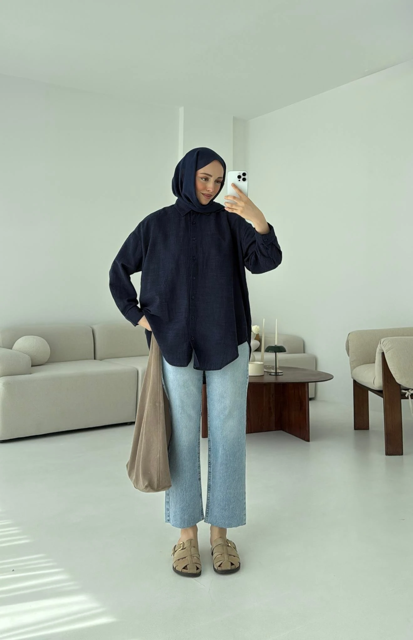 Lacivert Keten Gömlek