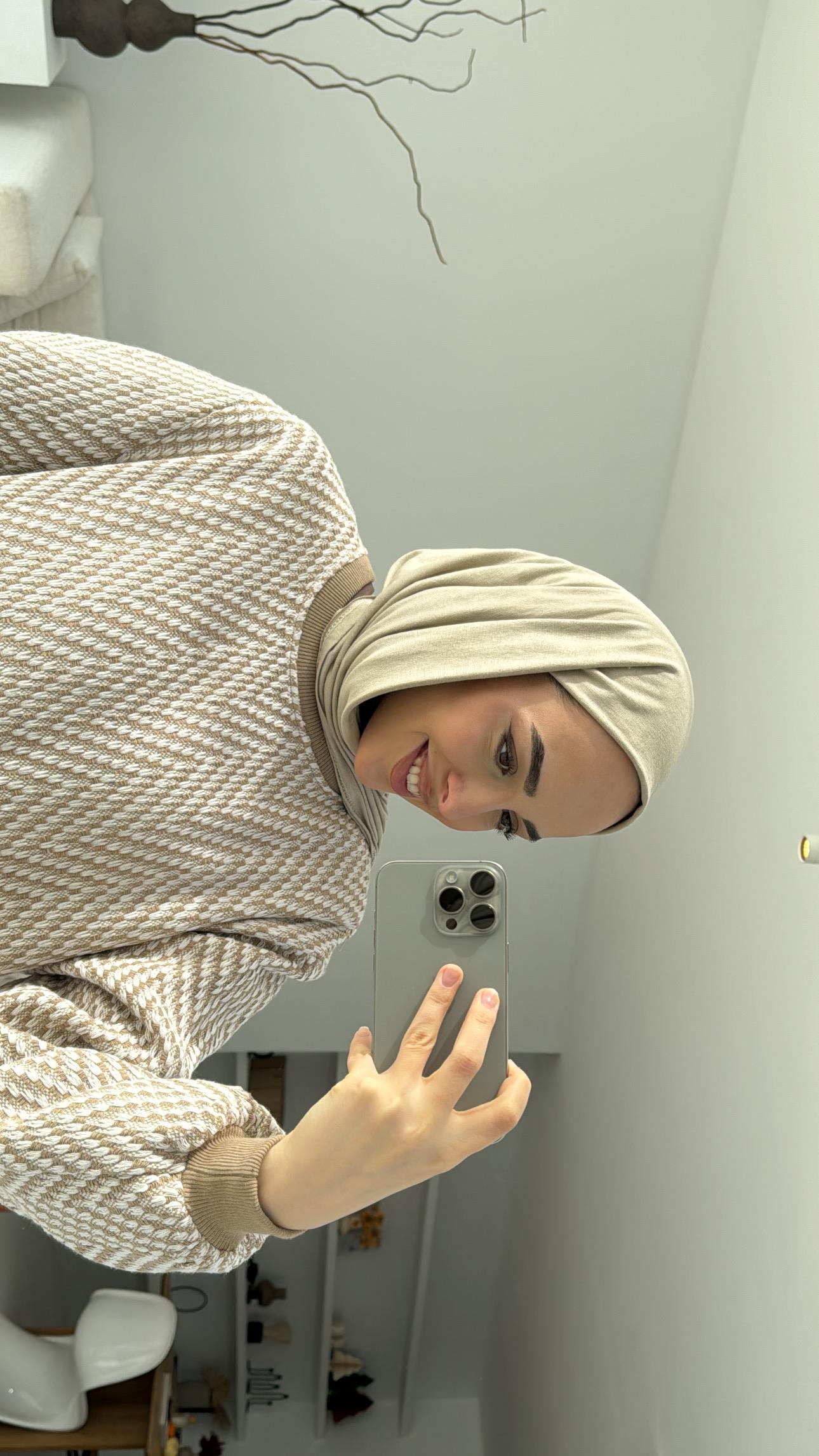 Balık Sırtı Yandan Bağlama Detaylı Bej