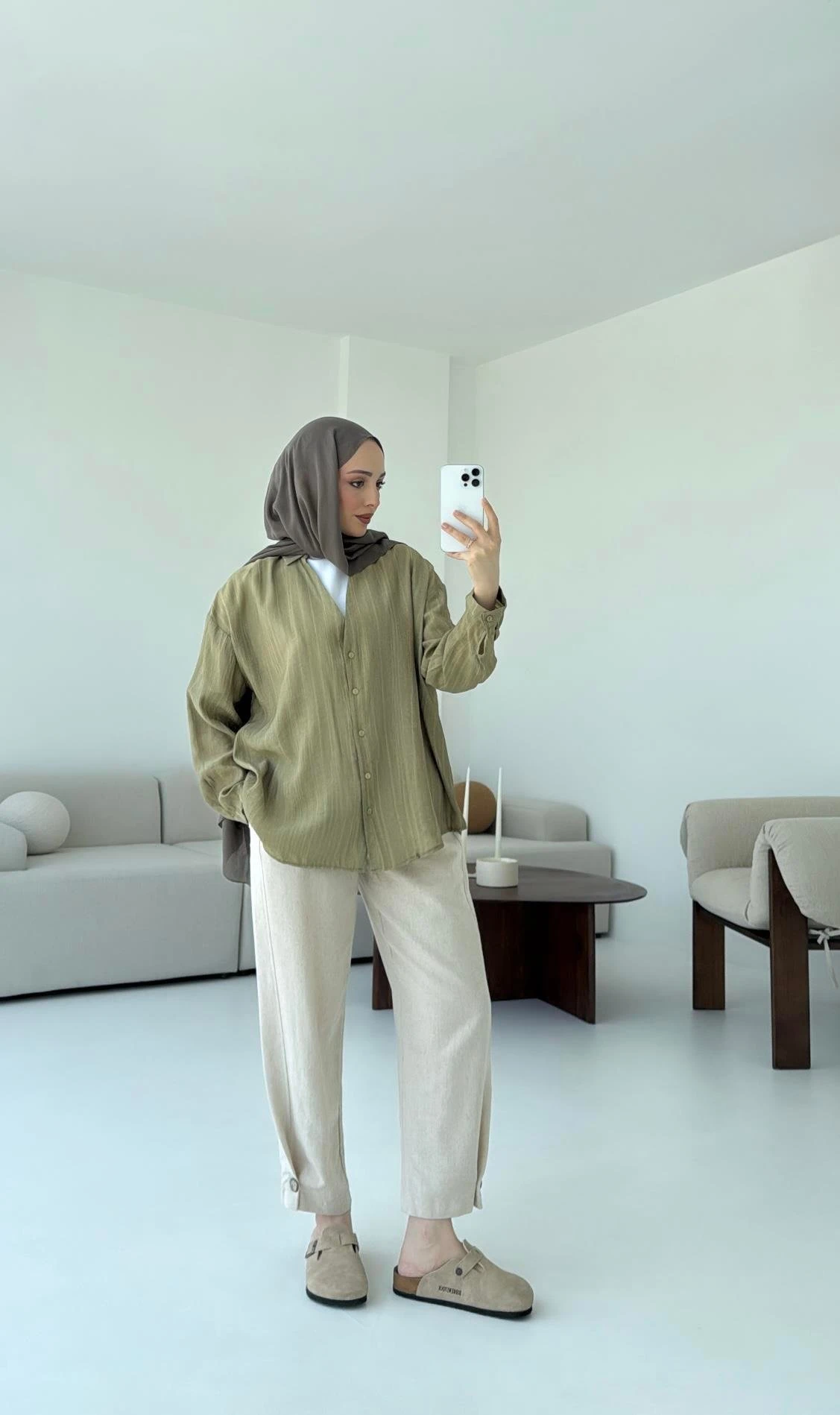 V Yaka Salaş Gömlek Yeşil