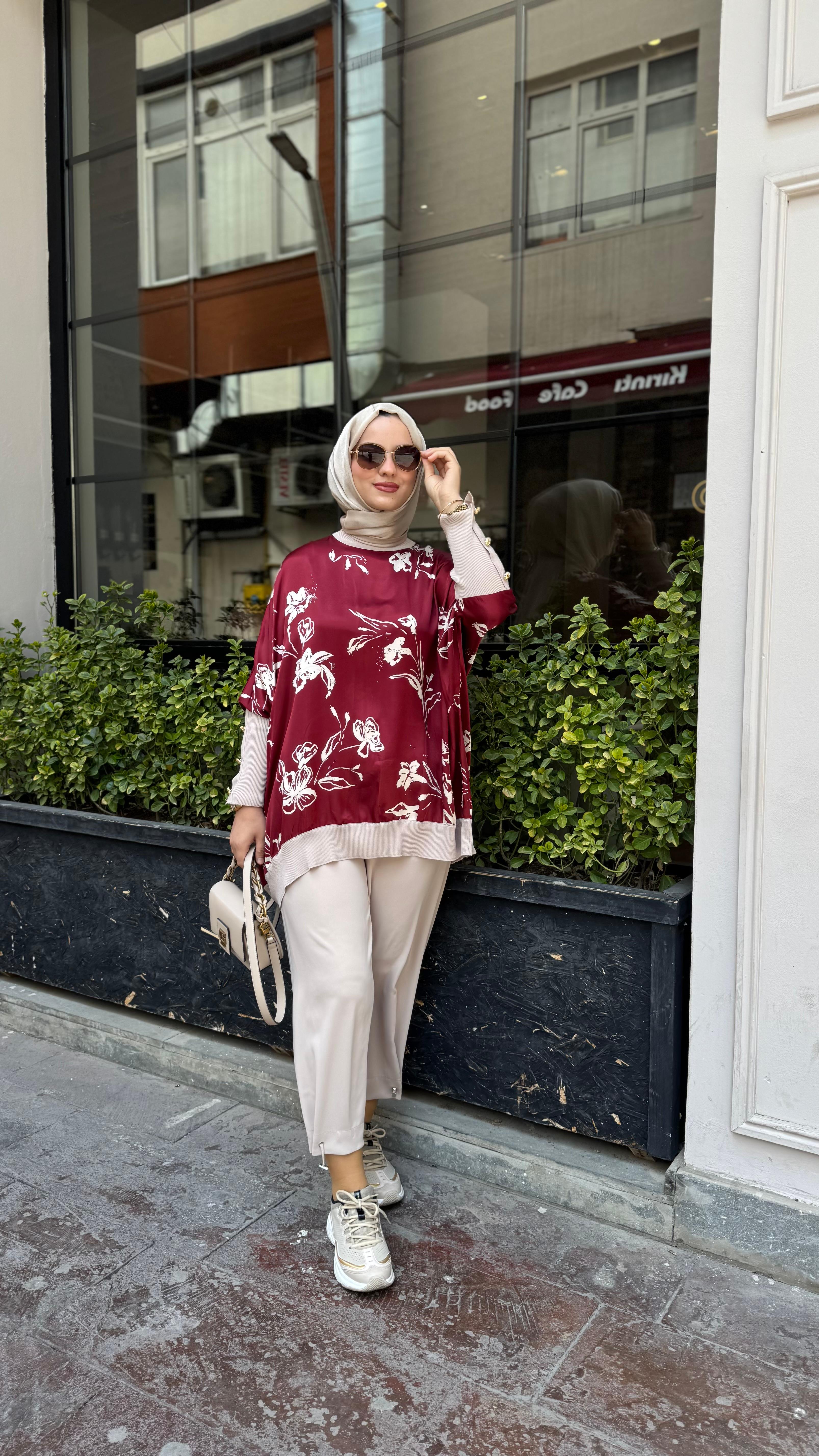 Ghisa Desenli Saten Tunik