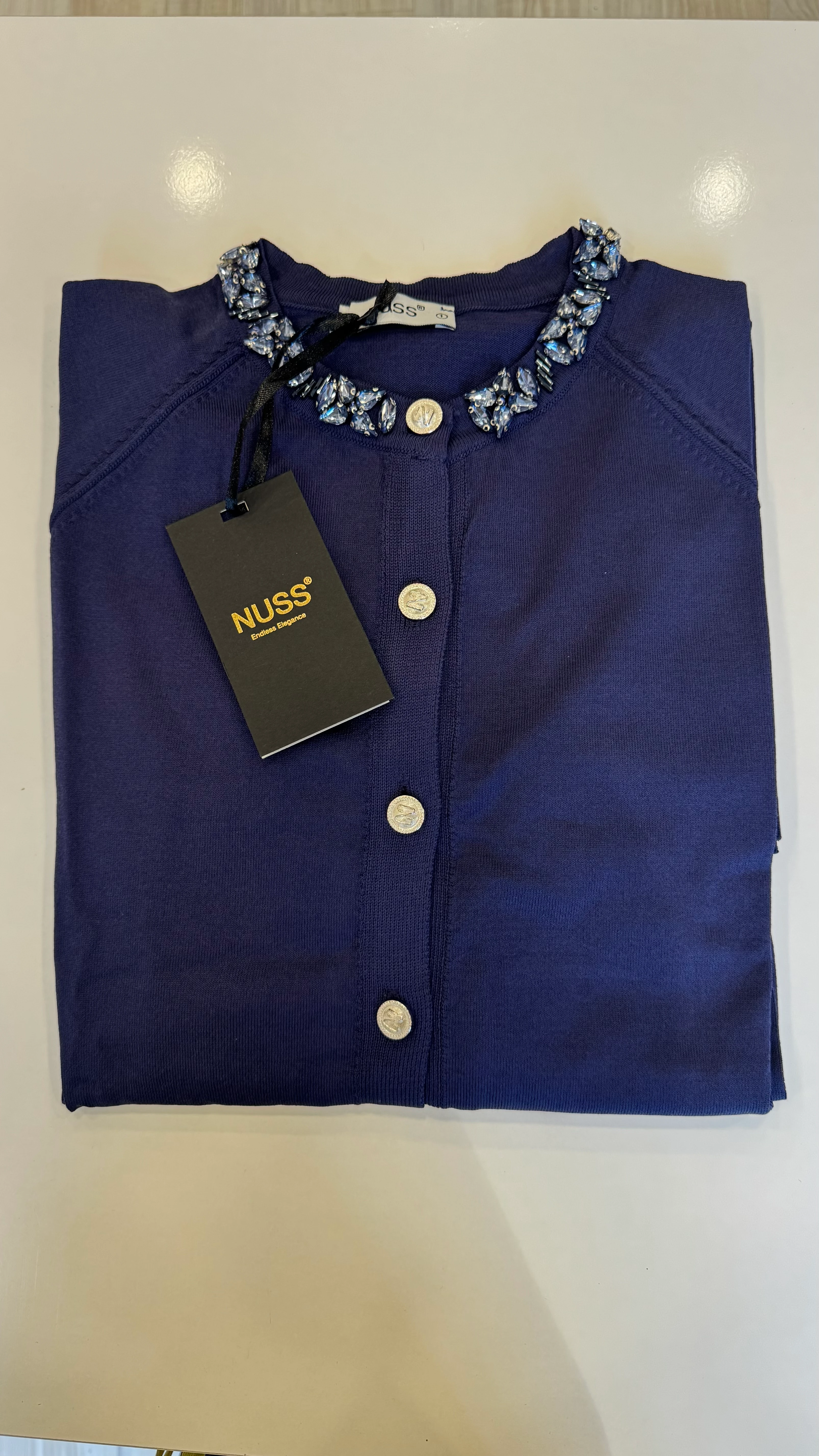 Nuss Yakası Taşlı Hırka