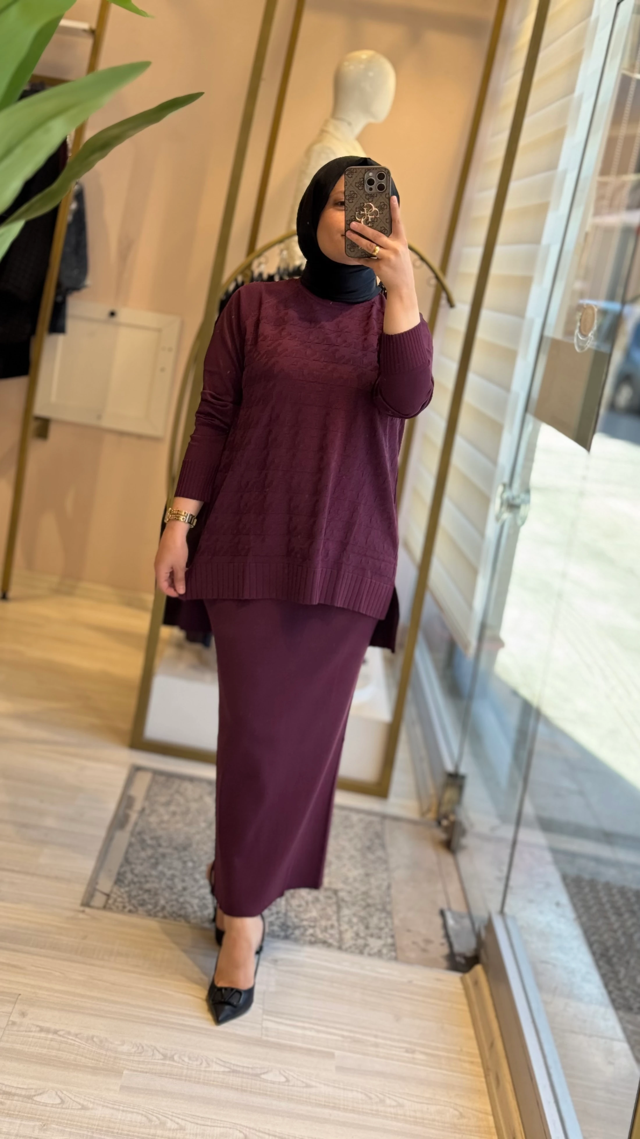 Nuss Kazayağı Desenli Merserize Takım