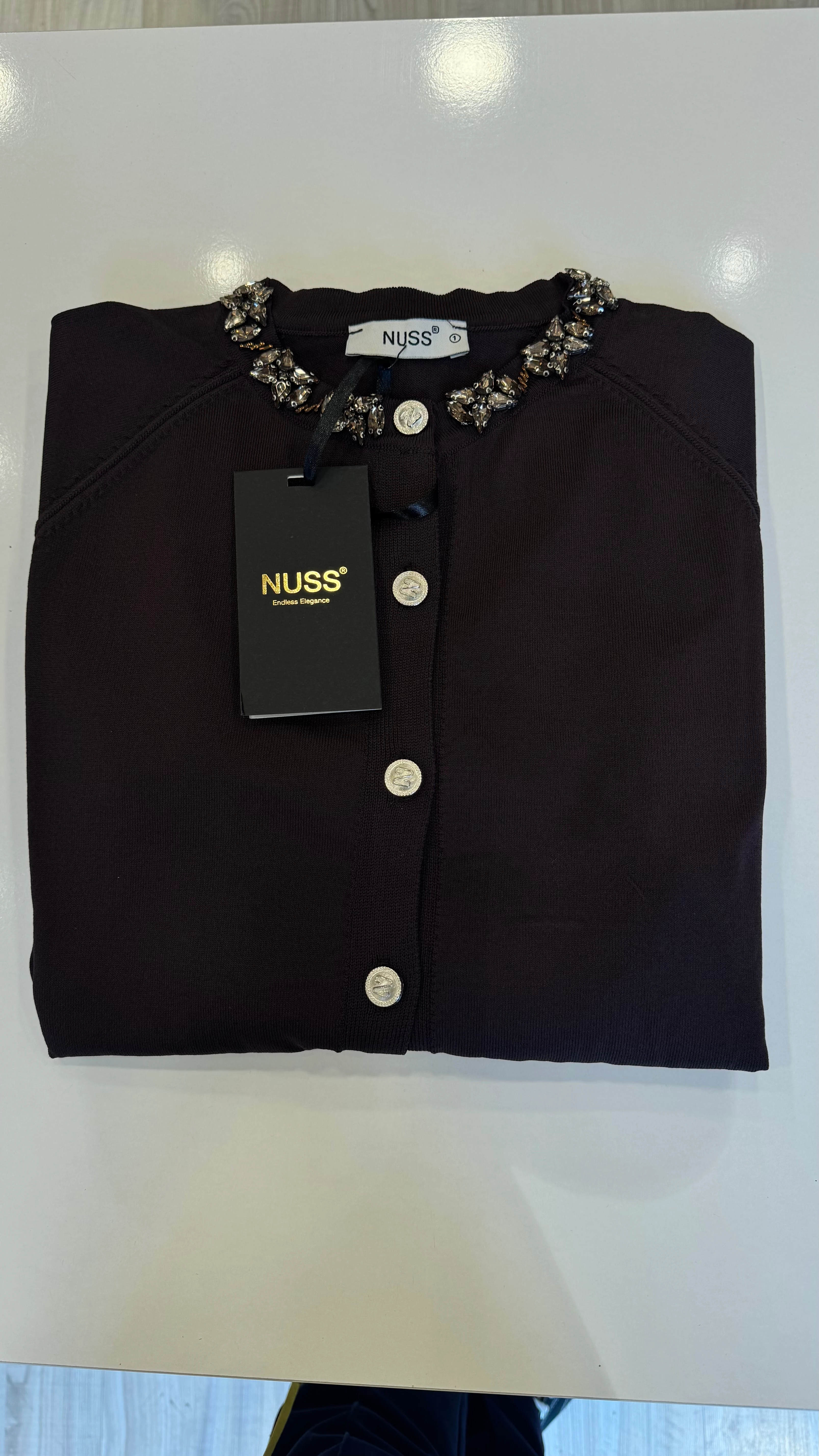 Nuss Yakası Taşlı Hırka