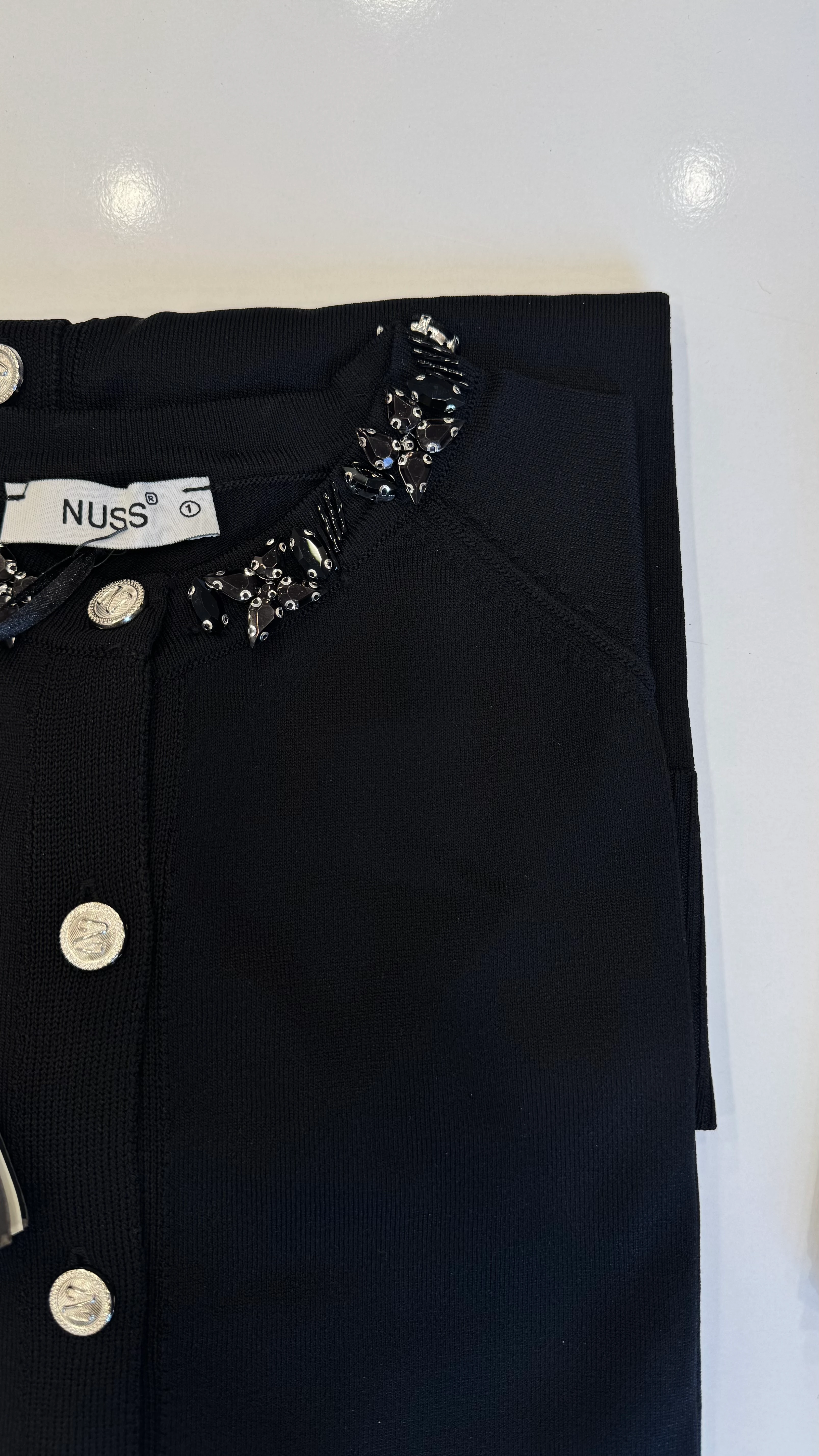 Nuss Yakası Taşlı Hırka