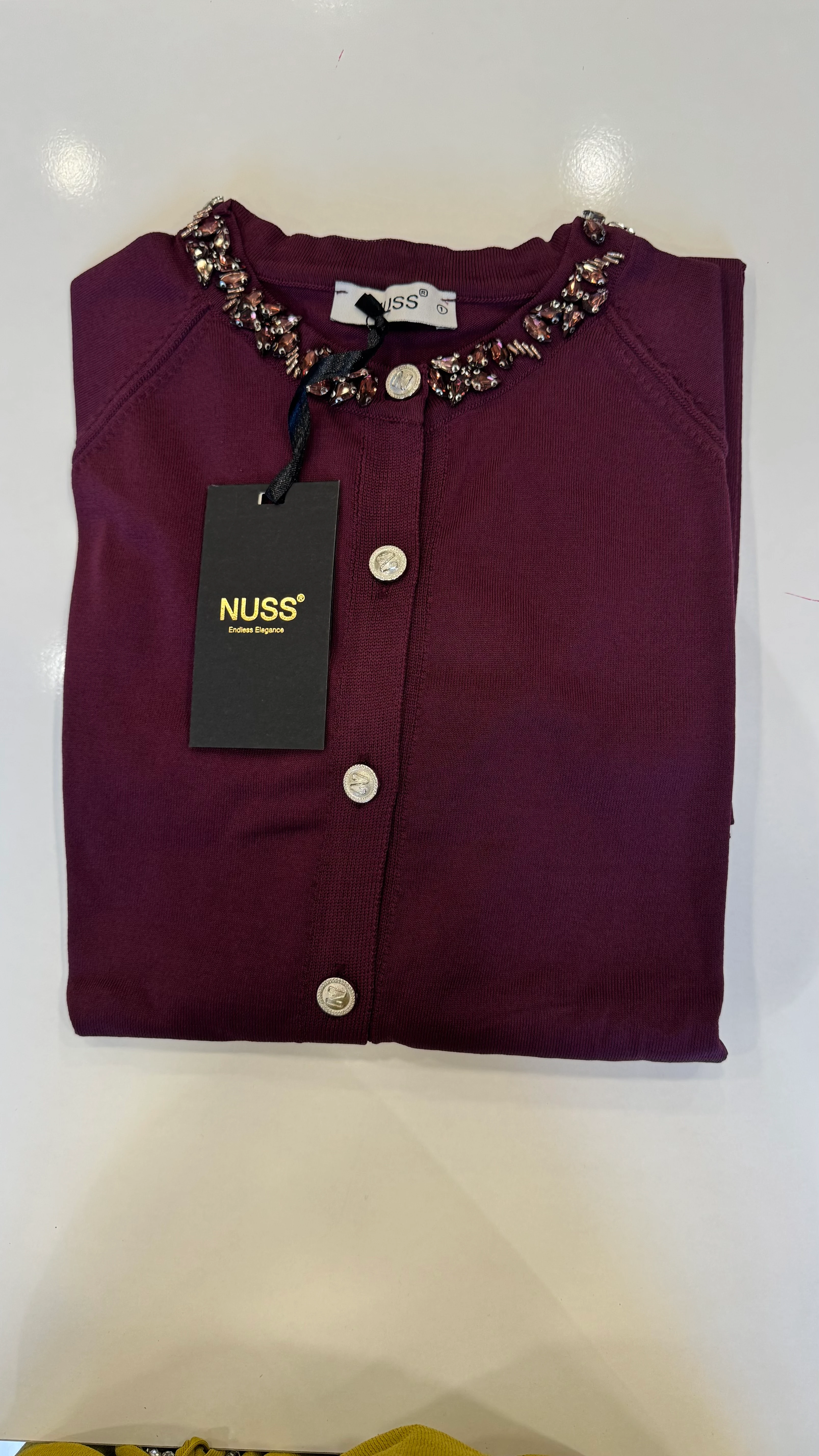 Nuss Yakası Taşlı Hırka