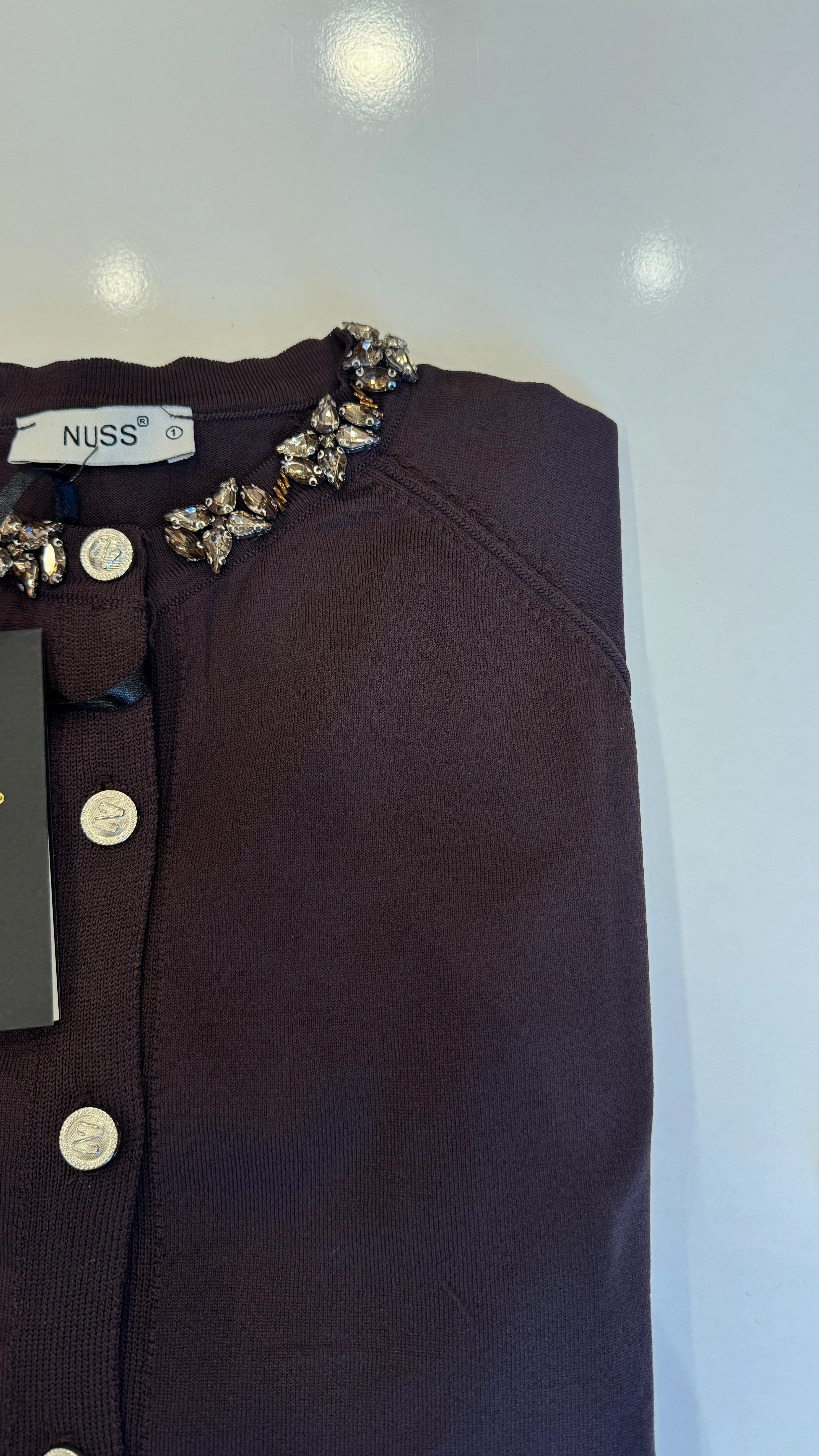 Nuss Yakası Taşlı Hırka