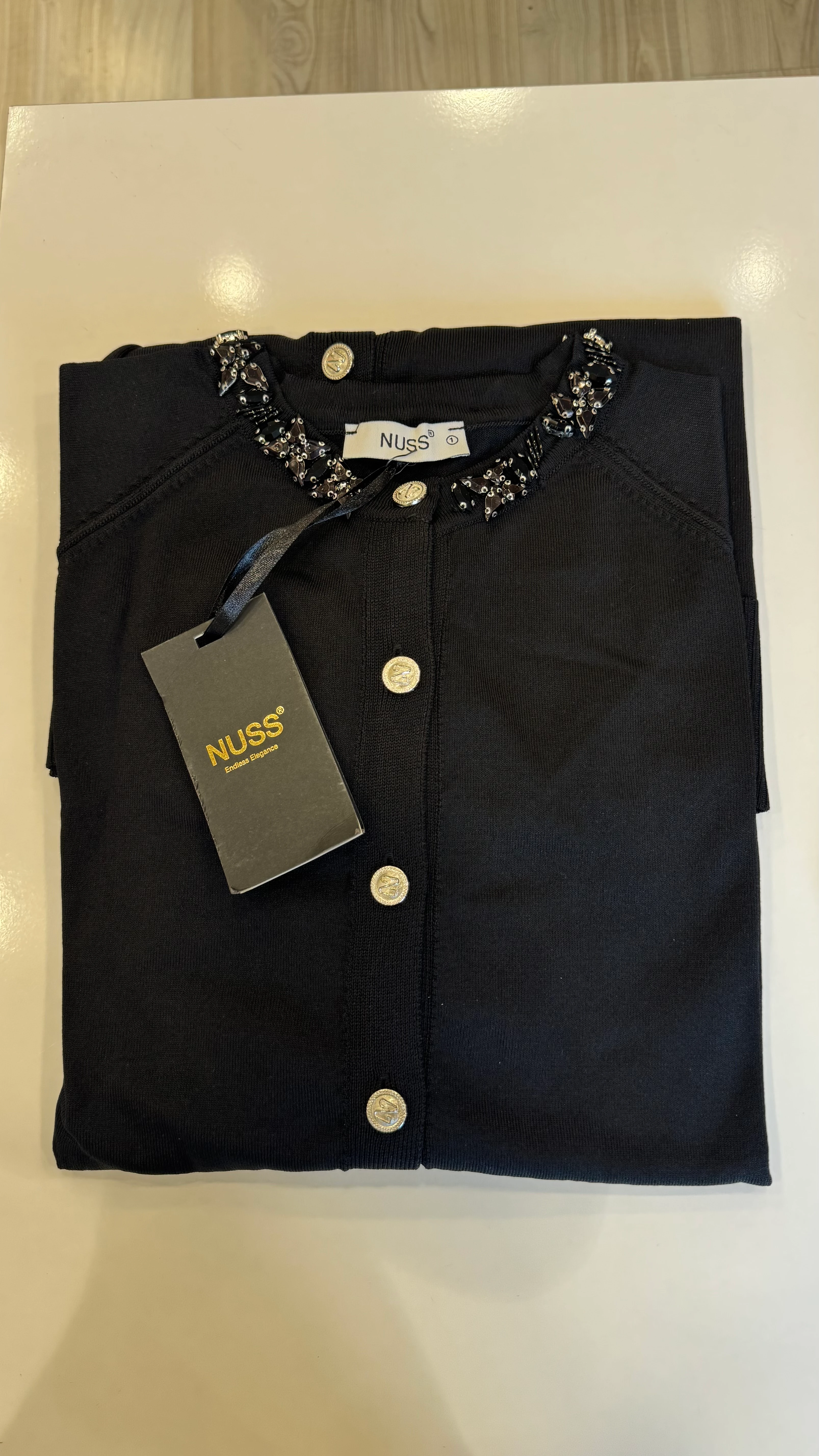 Nuss Yakası Taşlı Hırka