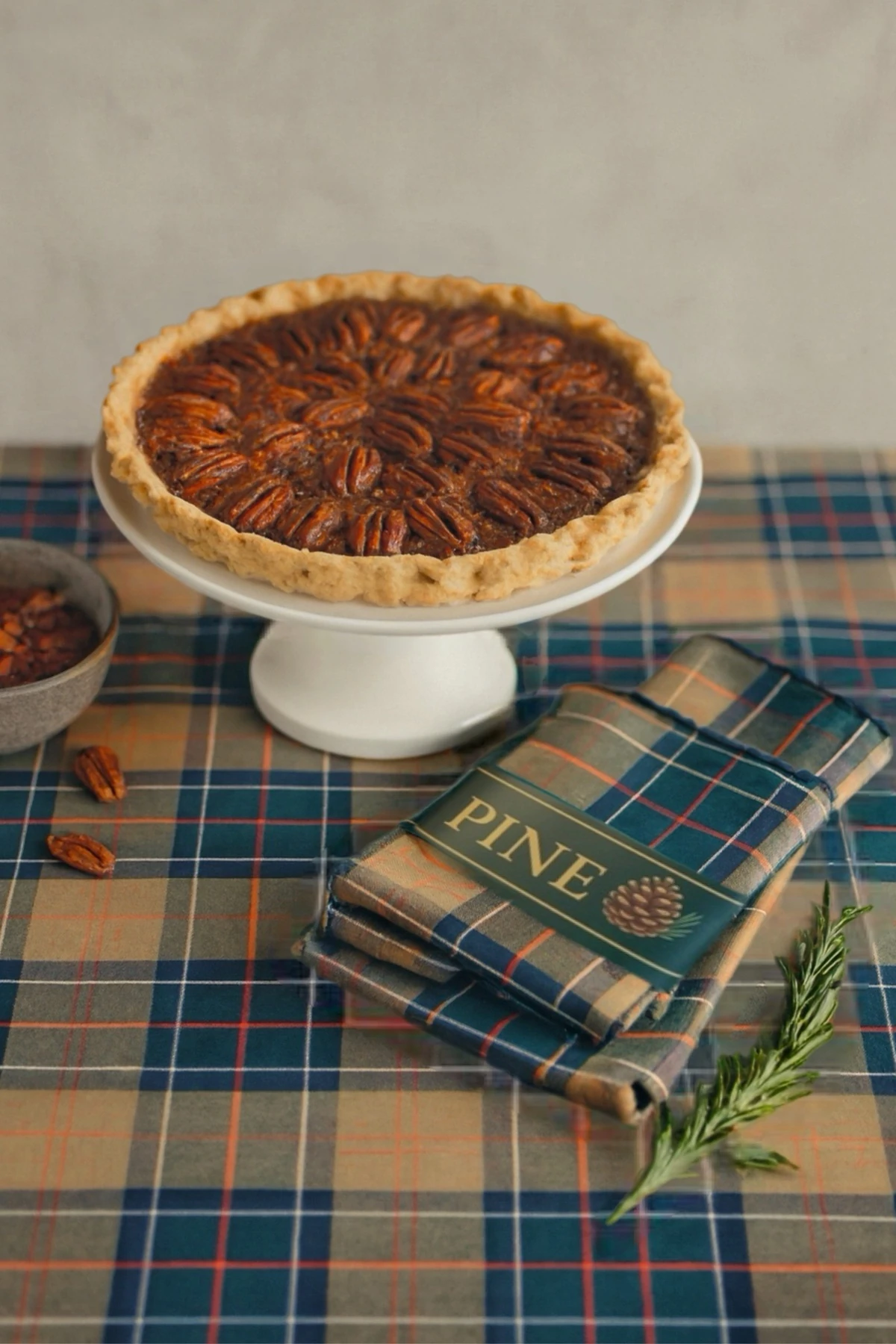 5li Ekose Desenli Runner Set, Yılbaşı Yeni yıl Davet (4 Amerikan servis + 1 Runner)