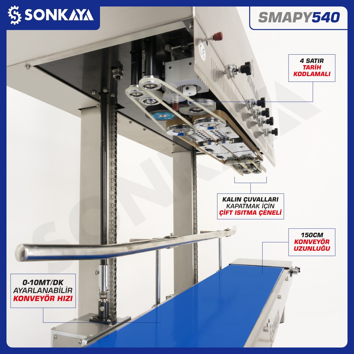 SMAPY540 Tarih Kodlamalı Büyük Poşet Çuval Kapatma Makinası