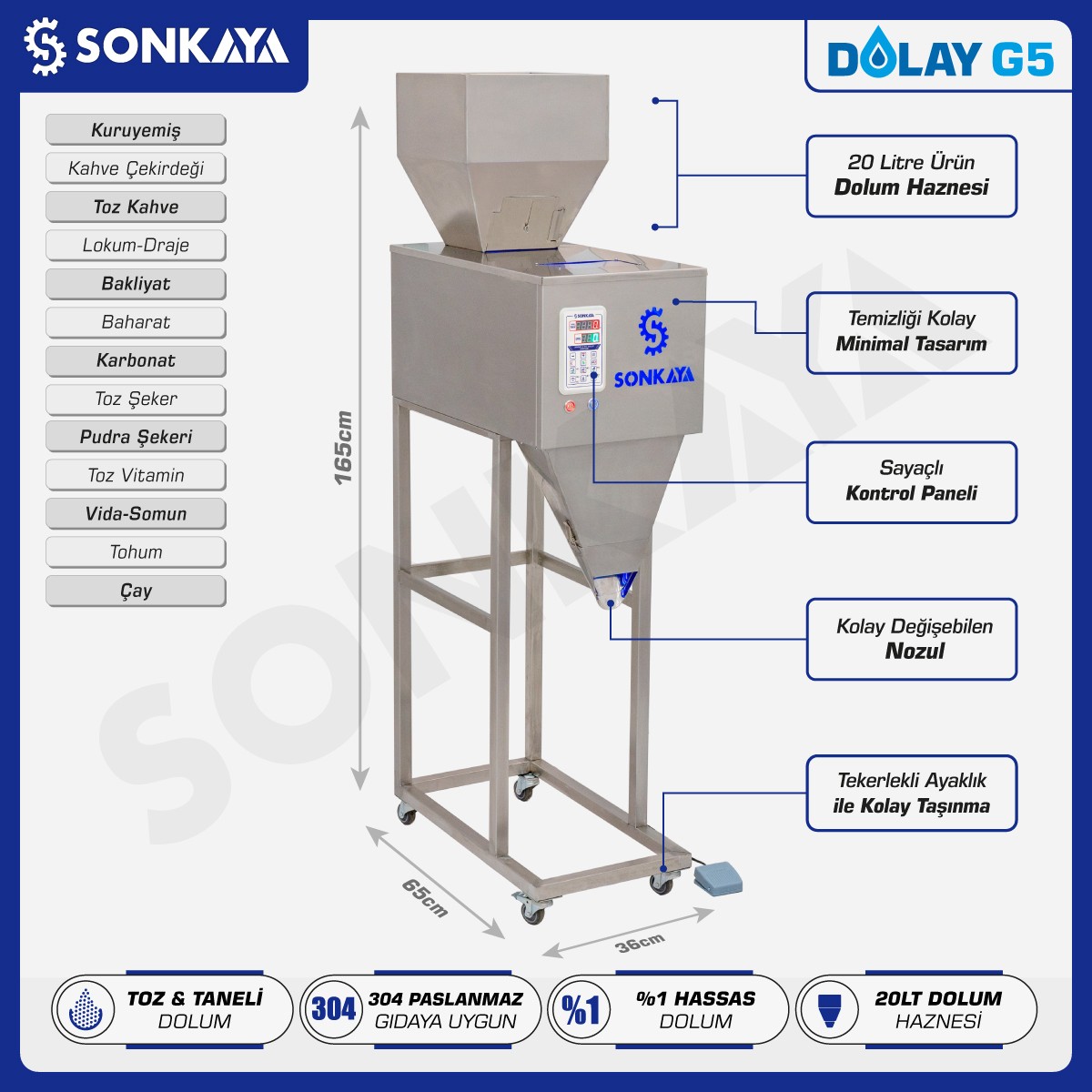 Dolay G5 20-5000g Semi-Automatic Granule & Powder Filling Machine