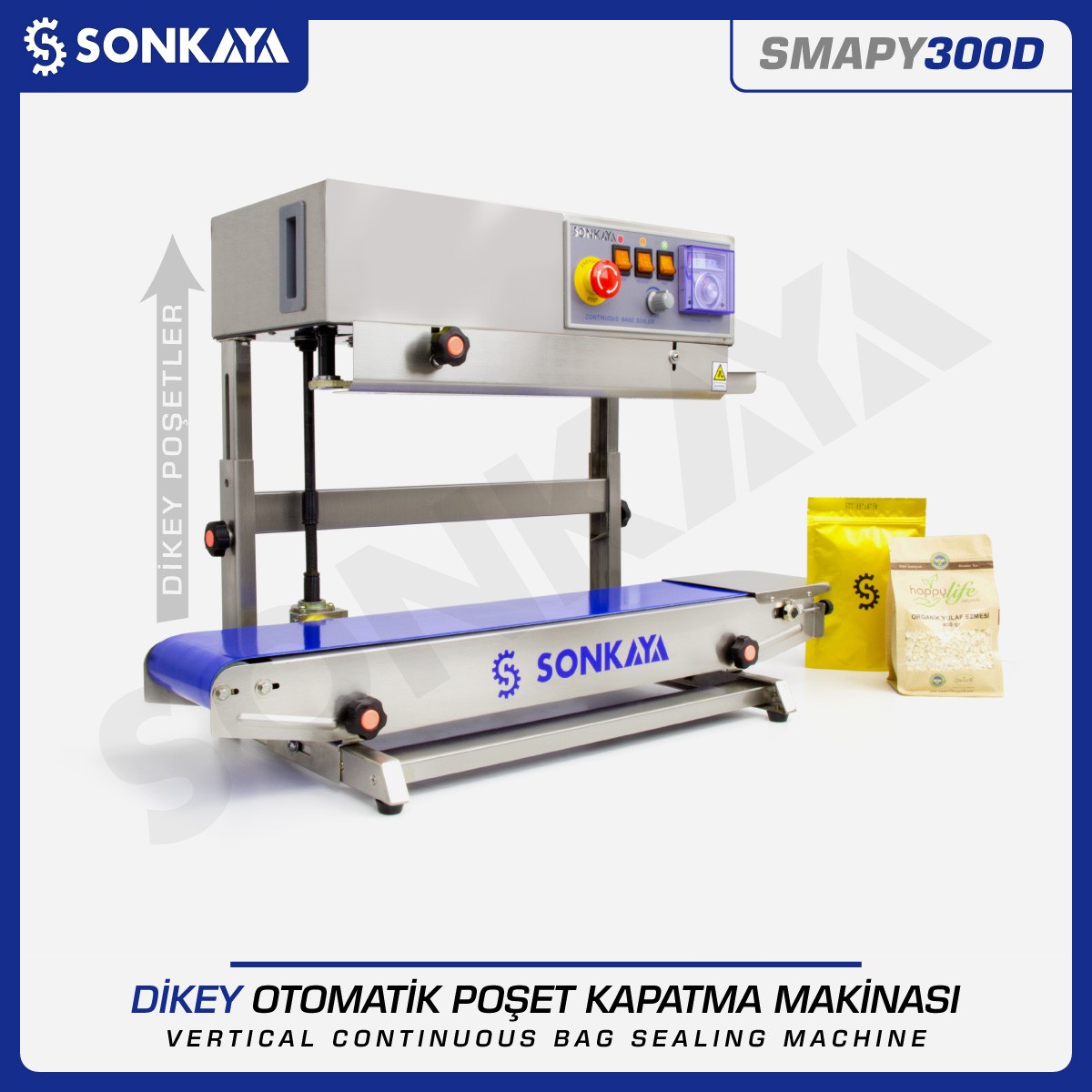 SMAPY300D Konveyörlü Dikey Poşet Ağzı Kapatma Makinası