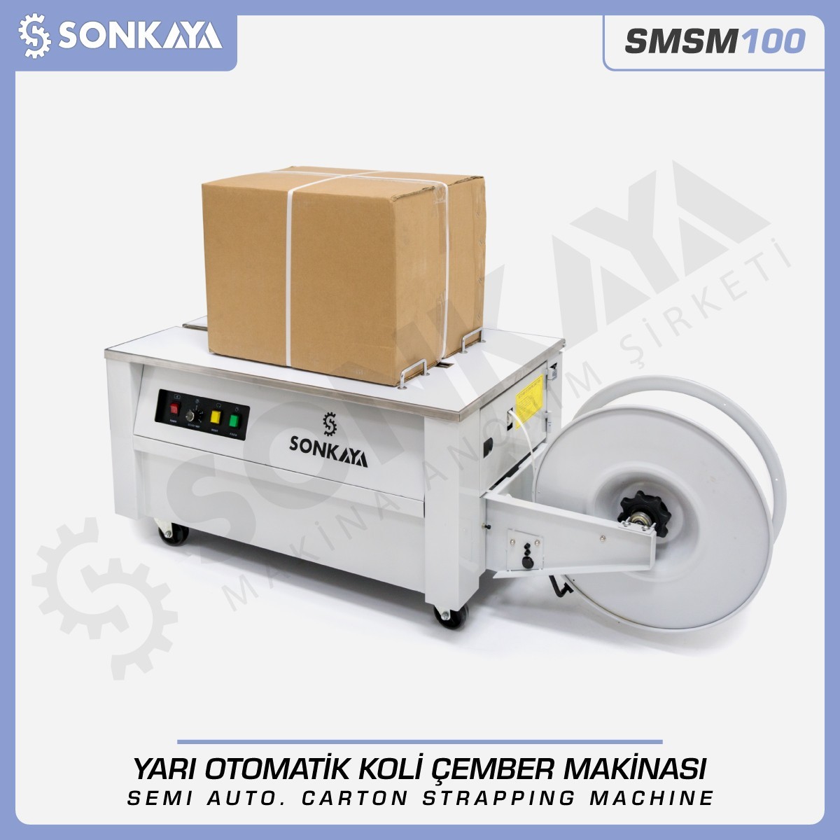 SMSM100 Semi-Automatic Carton Strapping Machine