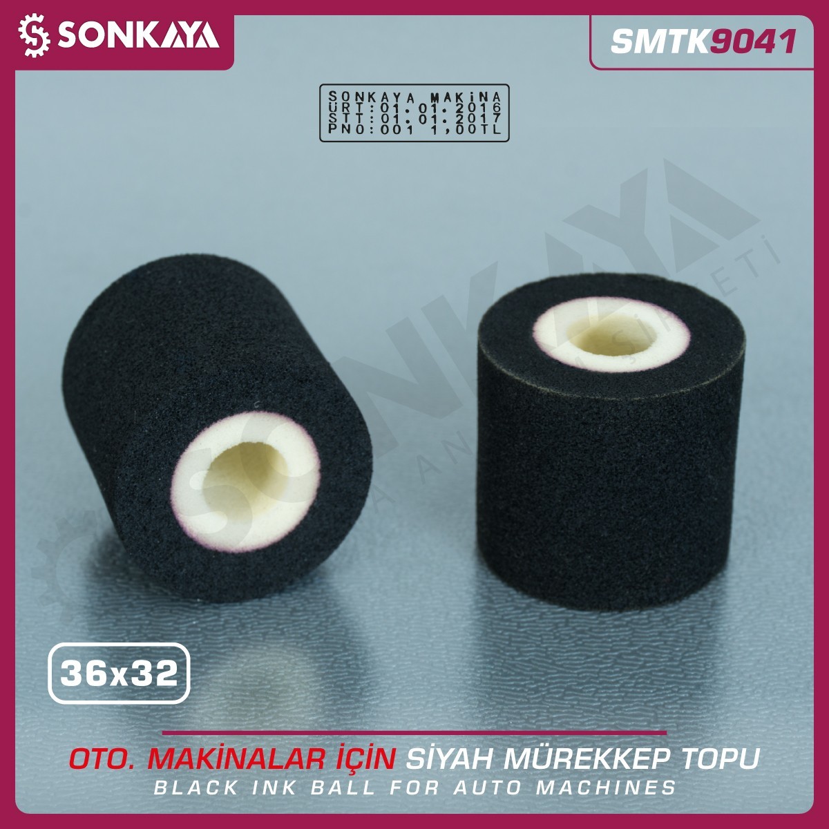 SMTK9041 Tarih Kodlama Makinası Mürekkep Topu Siyah 36x32mm