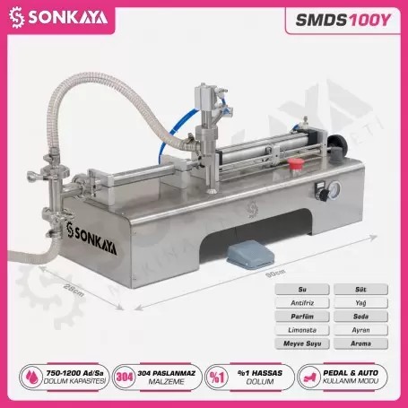 SMDS100Y 100ml Yarı Otomatik Sıvı Dolum Makinası