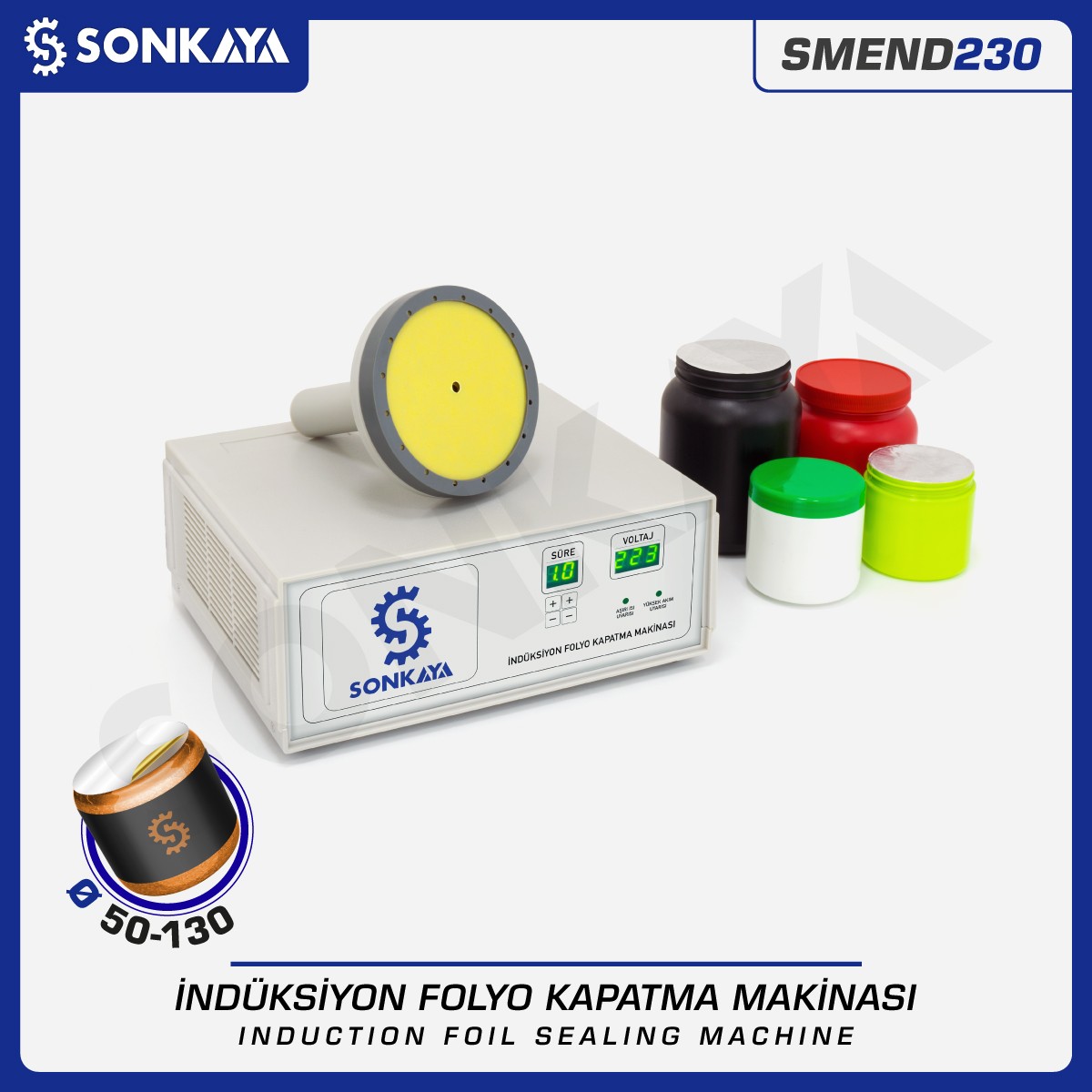 SMEND230 50-130mm Manual Induction Foil Bottle Lid Sealing Machine