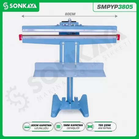 SMPYP3805 Pedallı Poşet Ağzı Kapatma Makinası 80CM 5MM