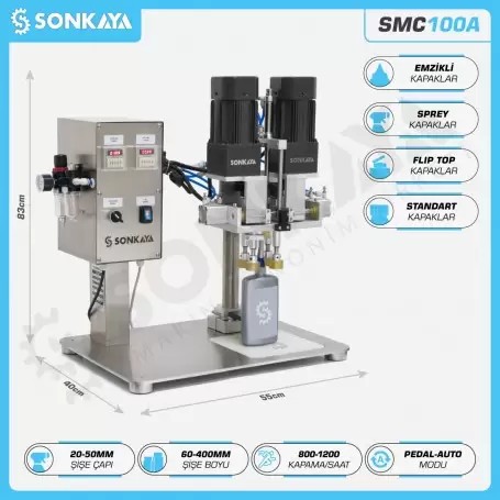 SMC100A 20-50mm Yarı Otomatik Kapak Kapatma Makinası